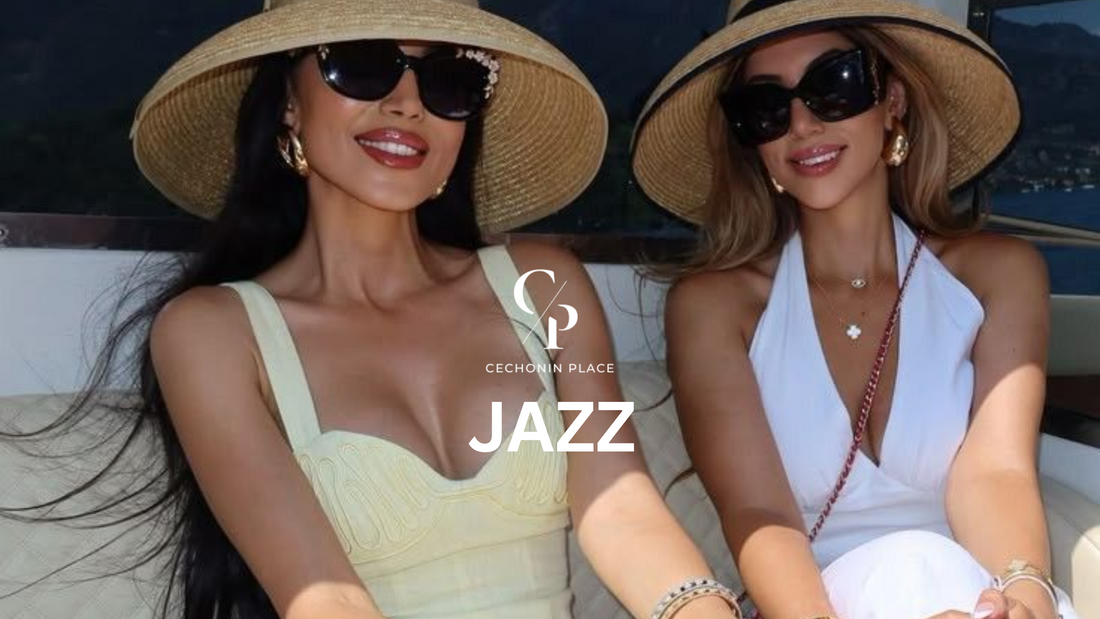 CECHONIN JAZZ Spotify album cover in black and gold tones, reflecting quiet luxury and timeless feminine elegance