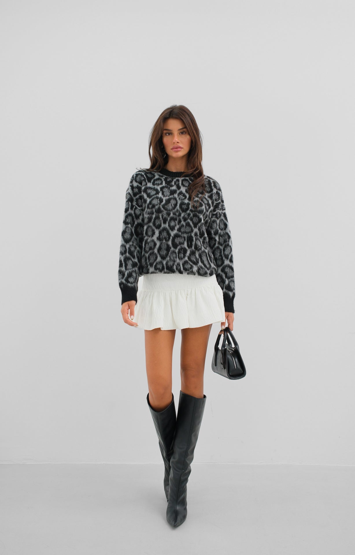 STRICKPULLOVER MIT LEOPARDENMUSTER