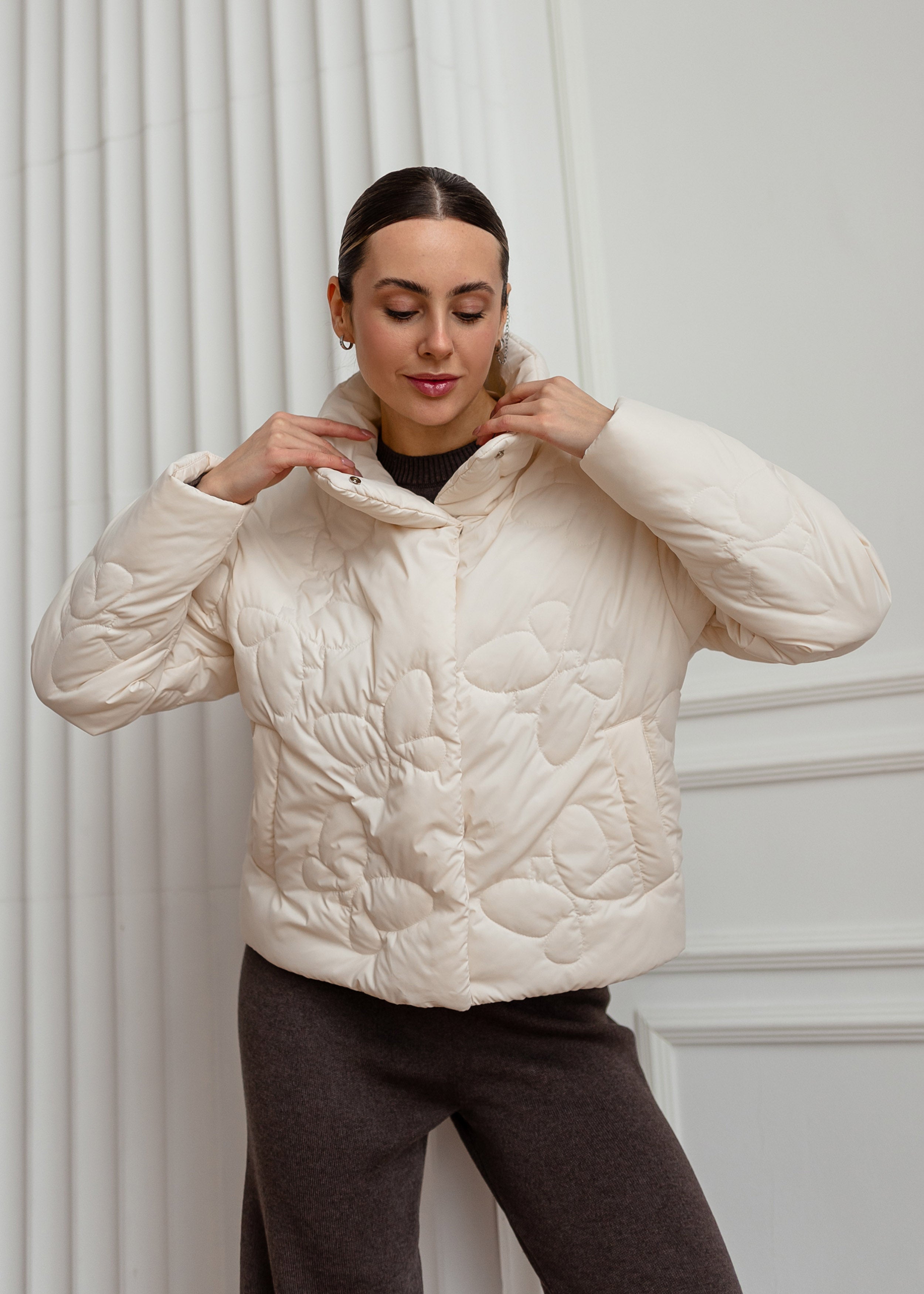 Butterfly Quilted Jacket – Light Spring Outerwear White