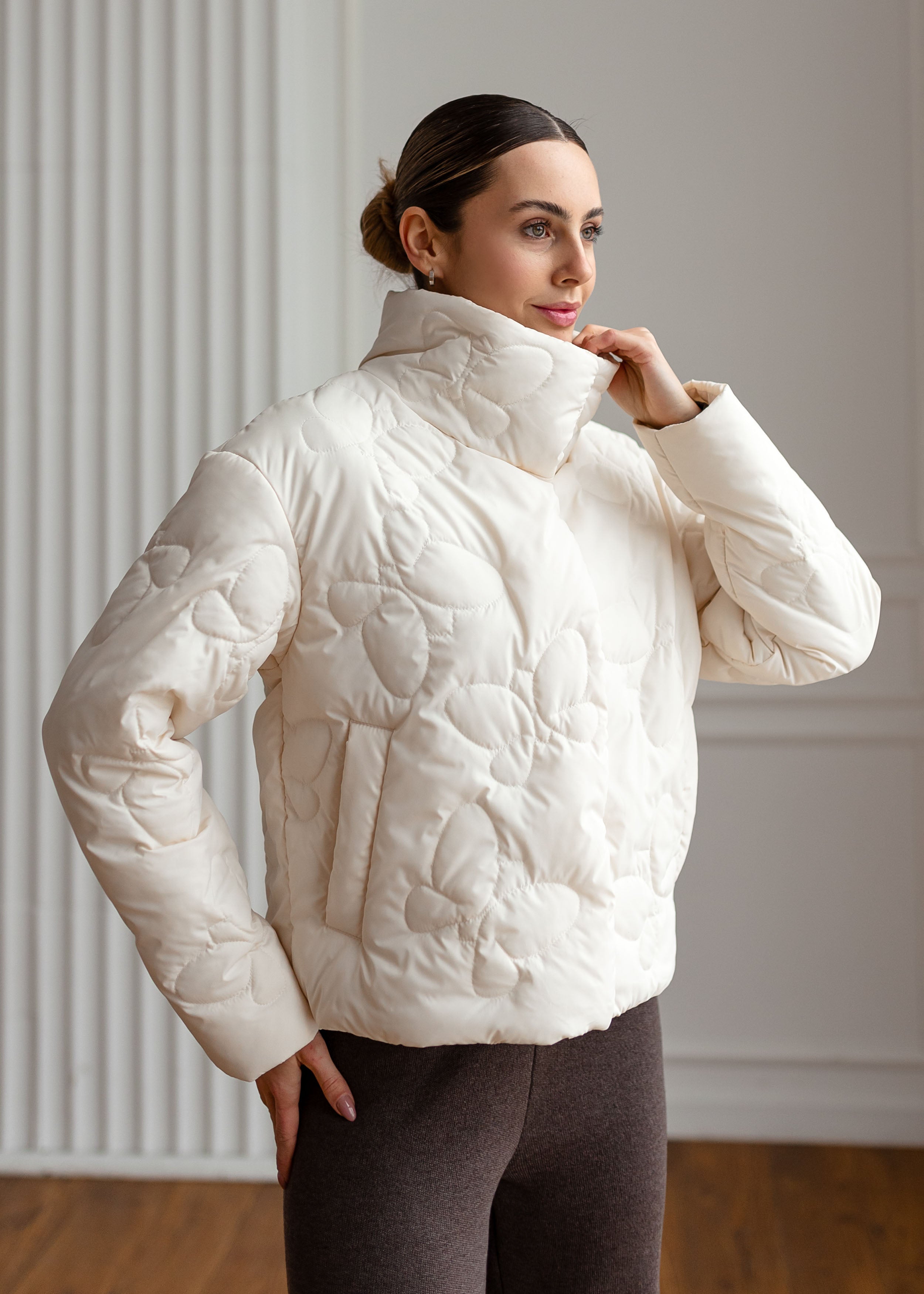 Butterfly Quilted Jacket – Light Spring Outerwear White