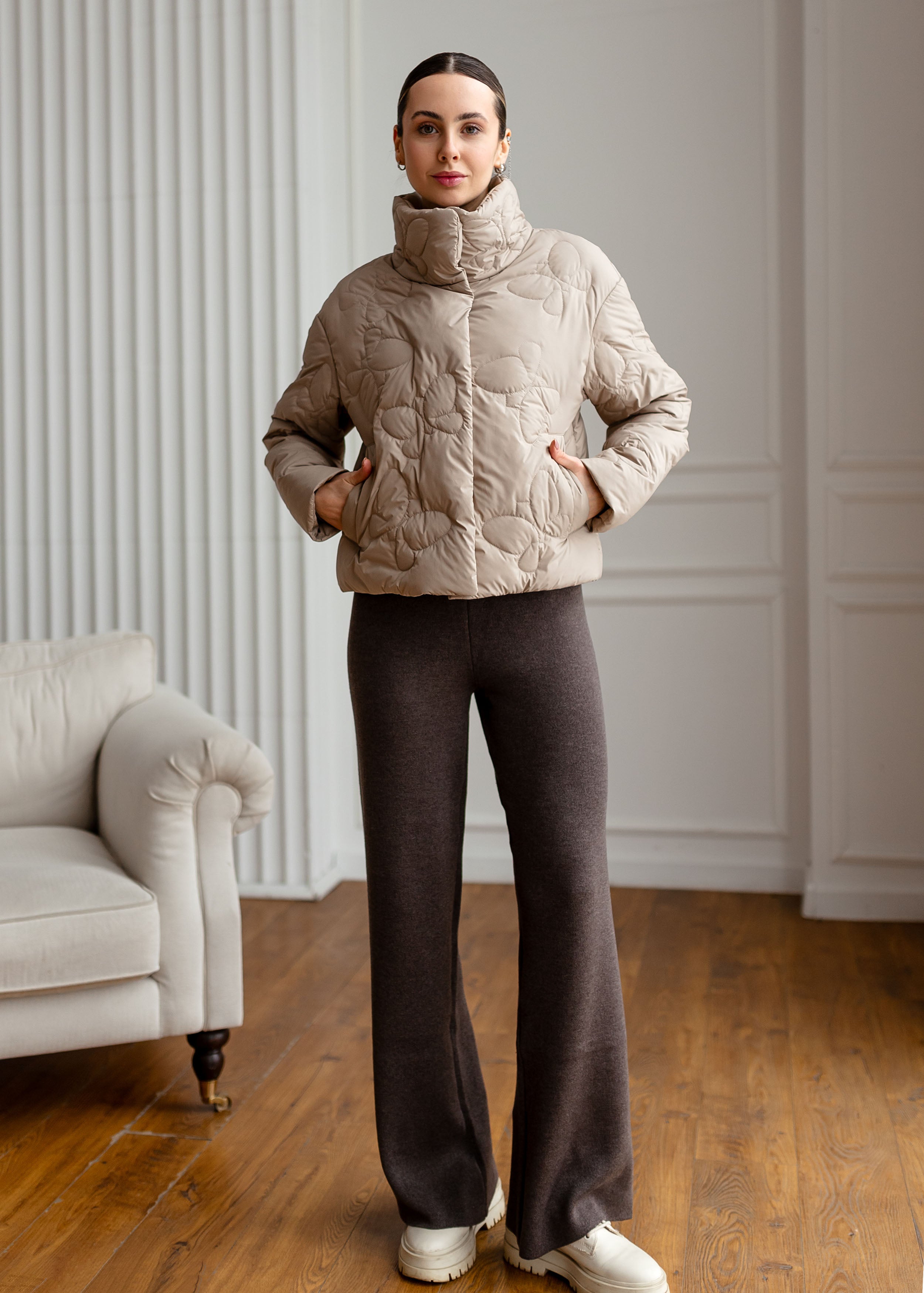 Butterfly Quilted Jacket – Light Spring Outerwear Beige