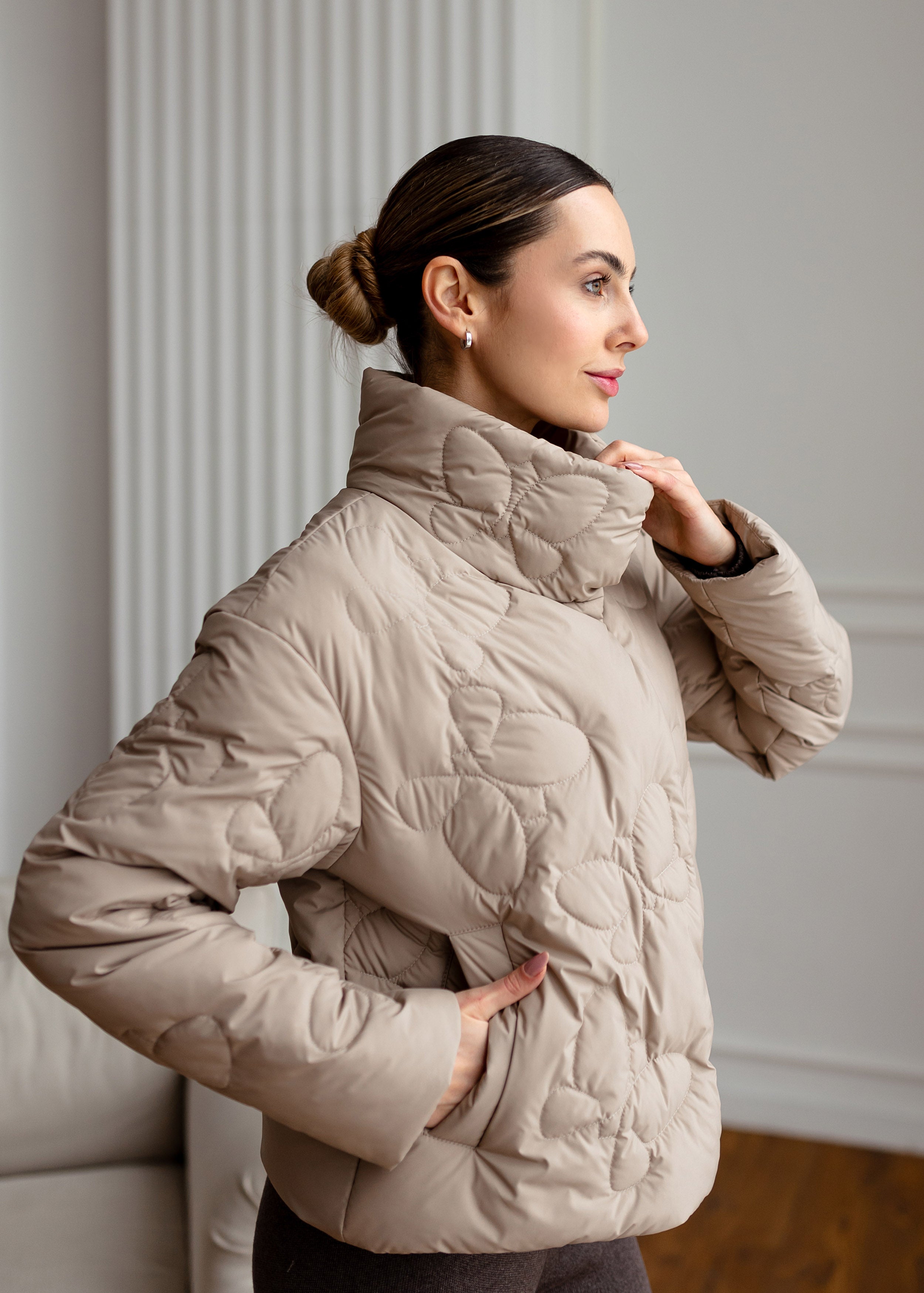 Butterfly Quilted Jacket – Light Spring Outerwear Beige