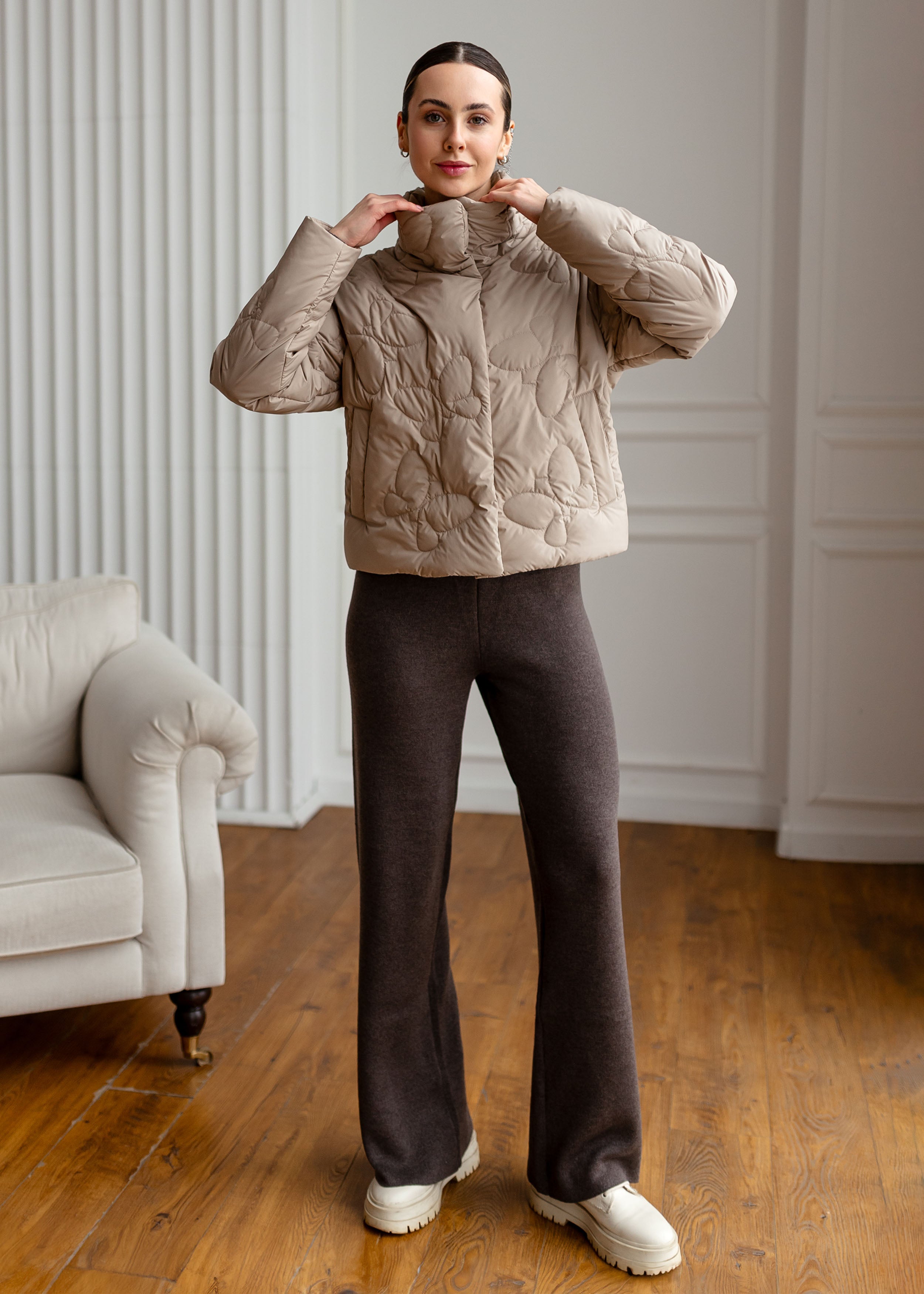 Butterfly Quilted Jacket – Light Spring Outerwear Beige