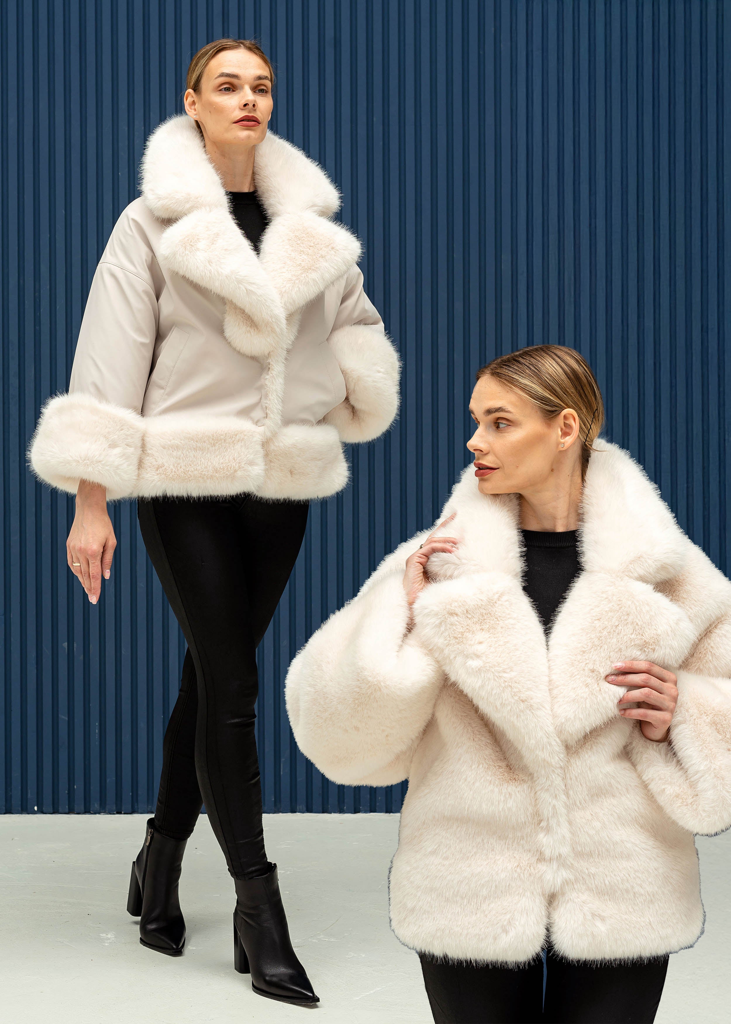 Dvipusis eko kailinis paltas