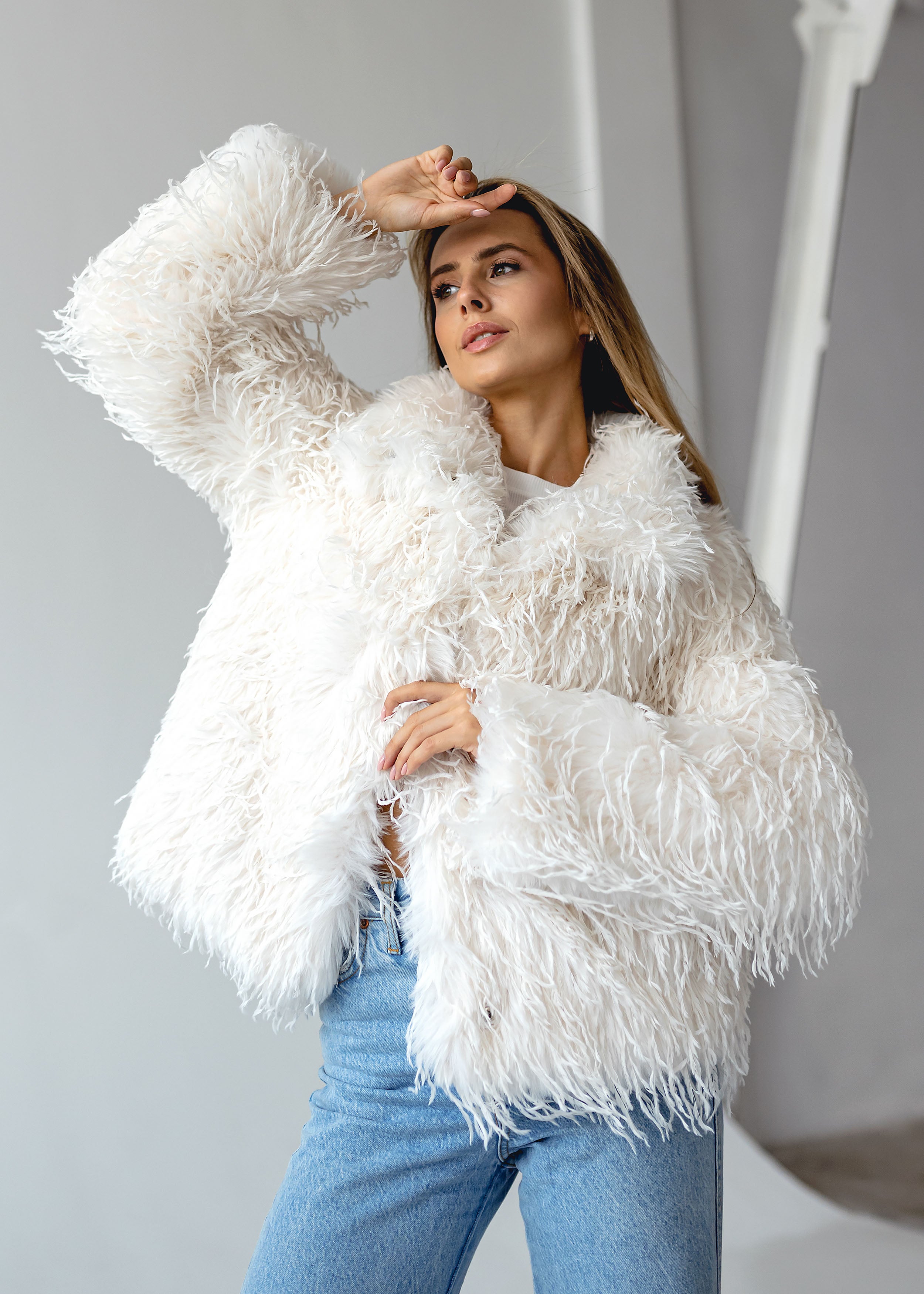 Prabangus eco-kailio paltas baltas