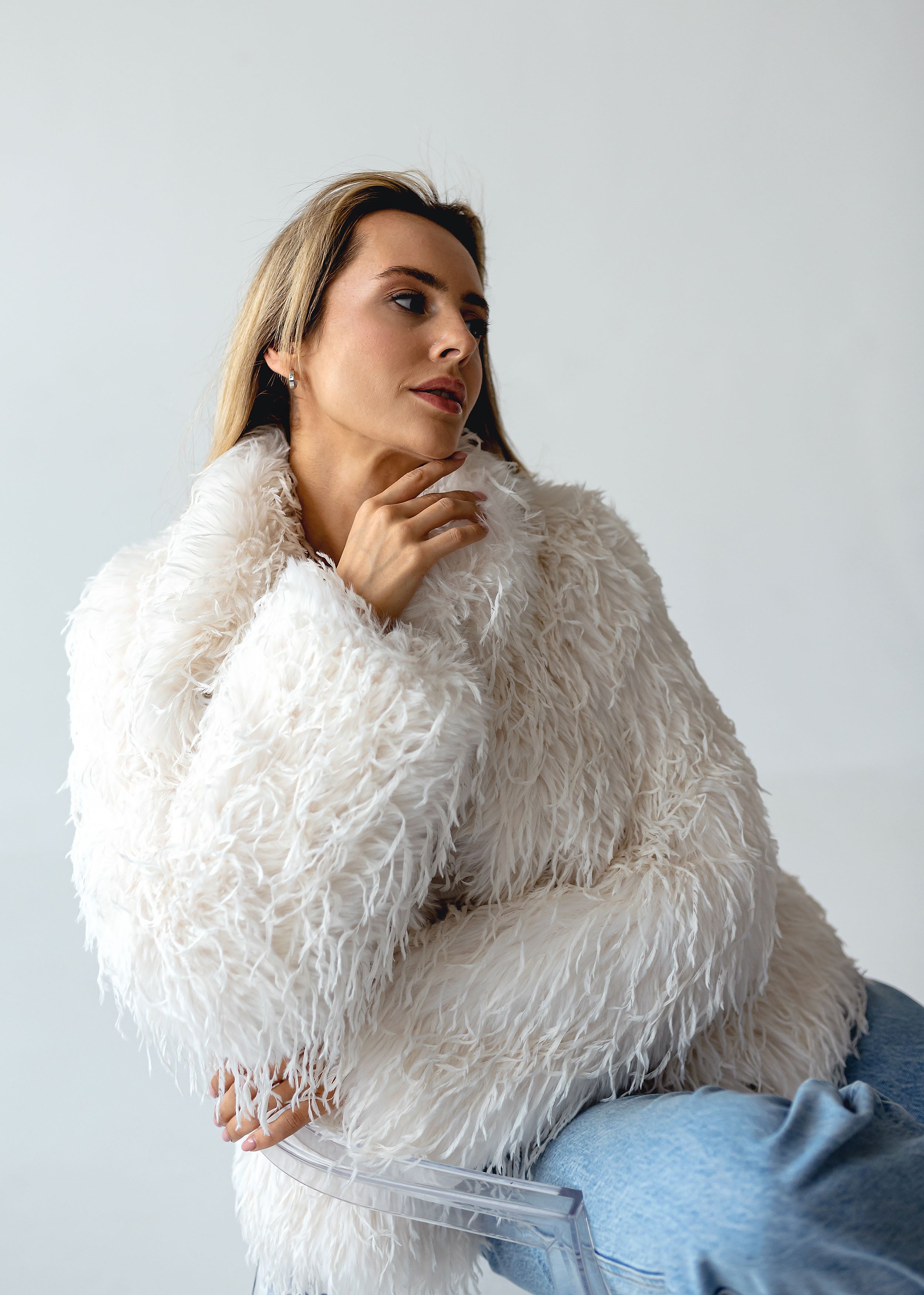 Prabangus eco-kailio paltas baltas