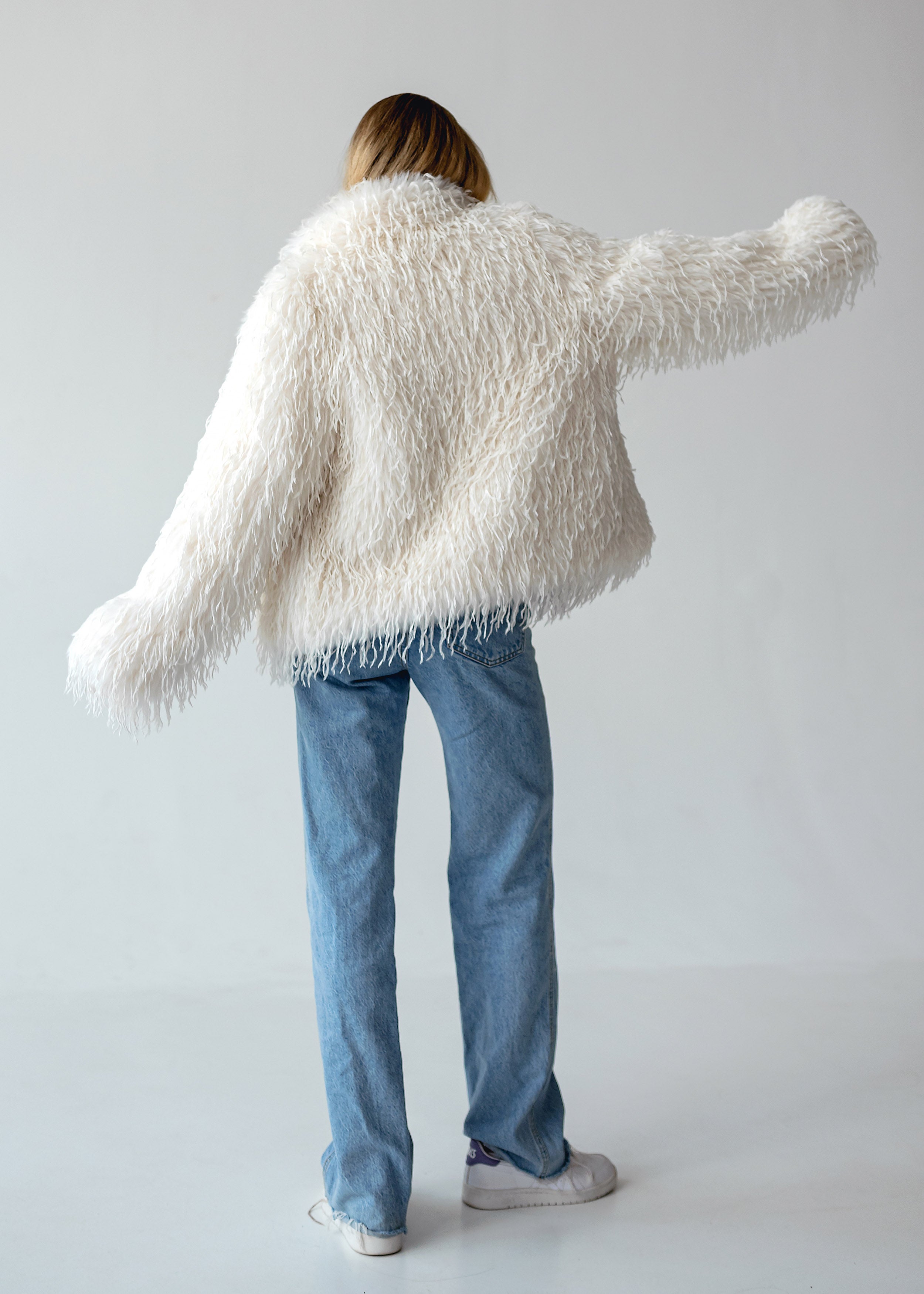 Prabangus eco-kailio paltas baltas