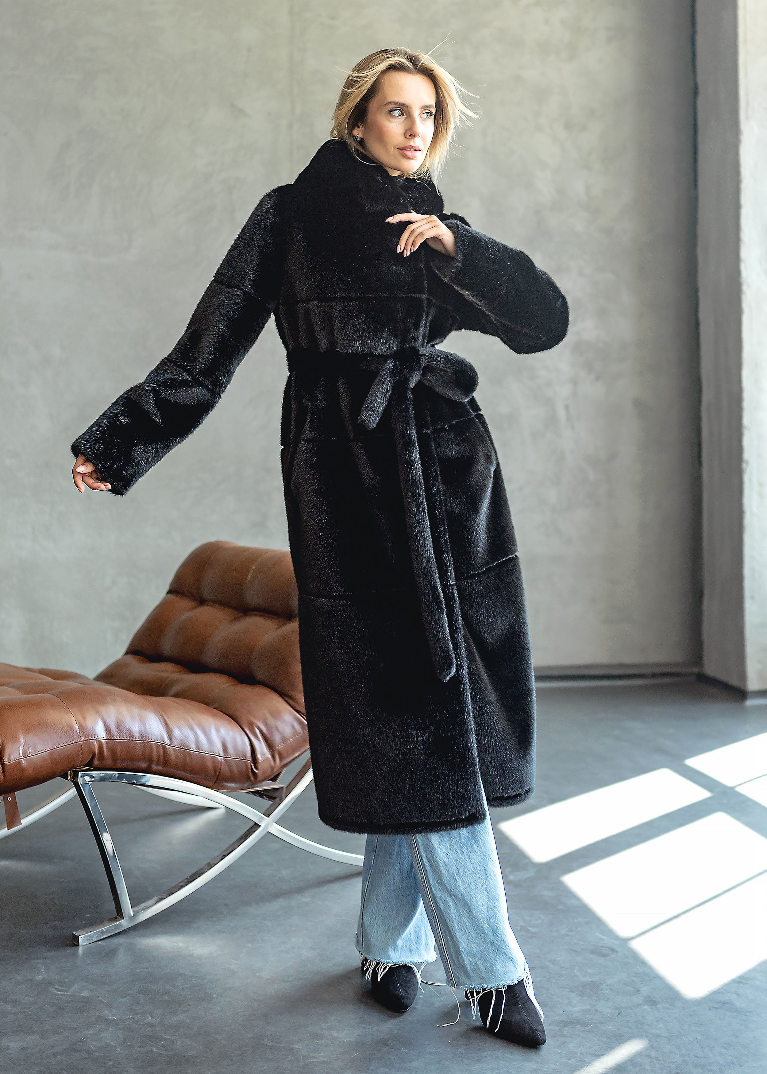 Reversible Eco-Fur Coat – Long Elegance