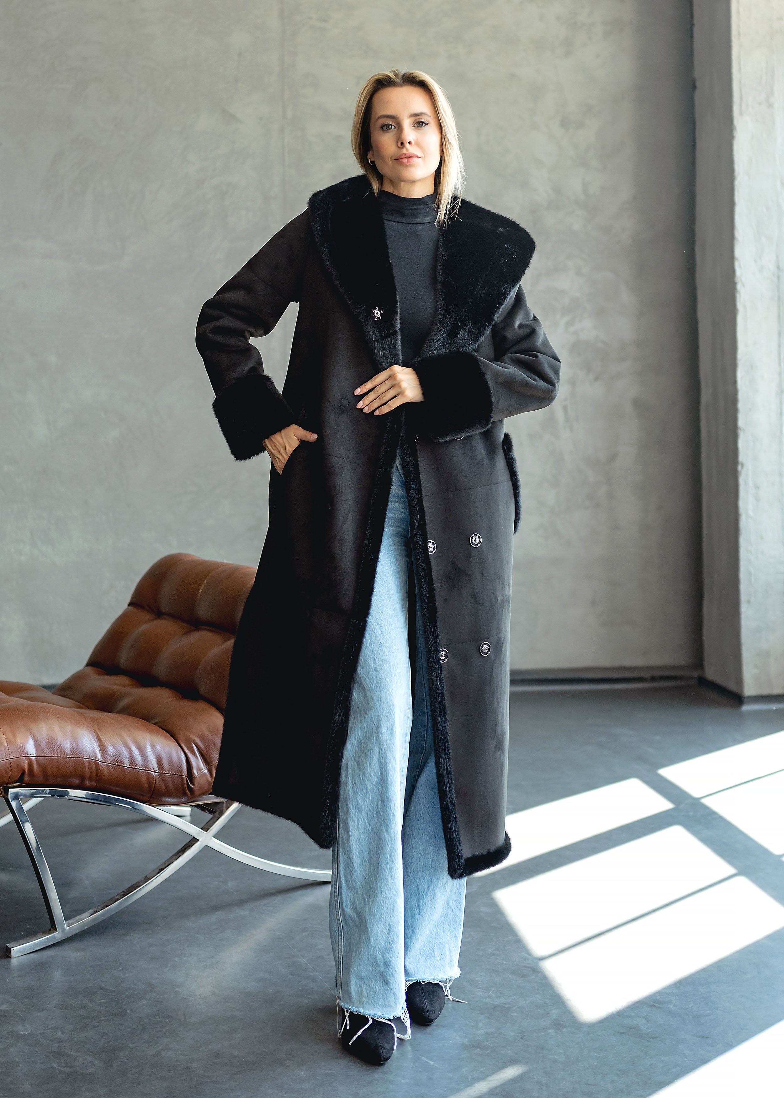 Reversible Eco-Fur Coat – Long Elegance