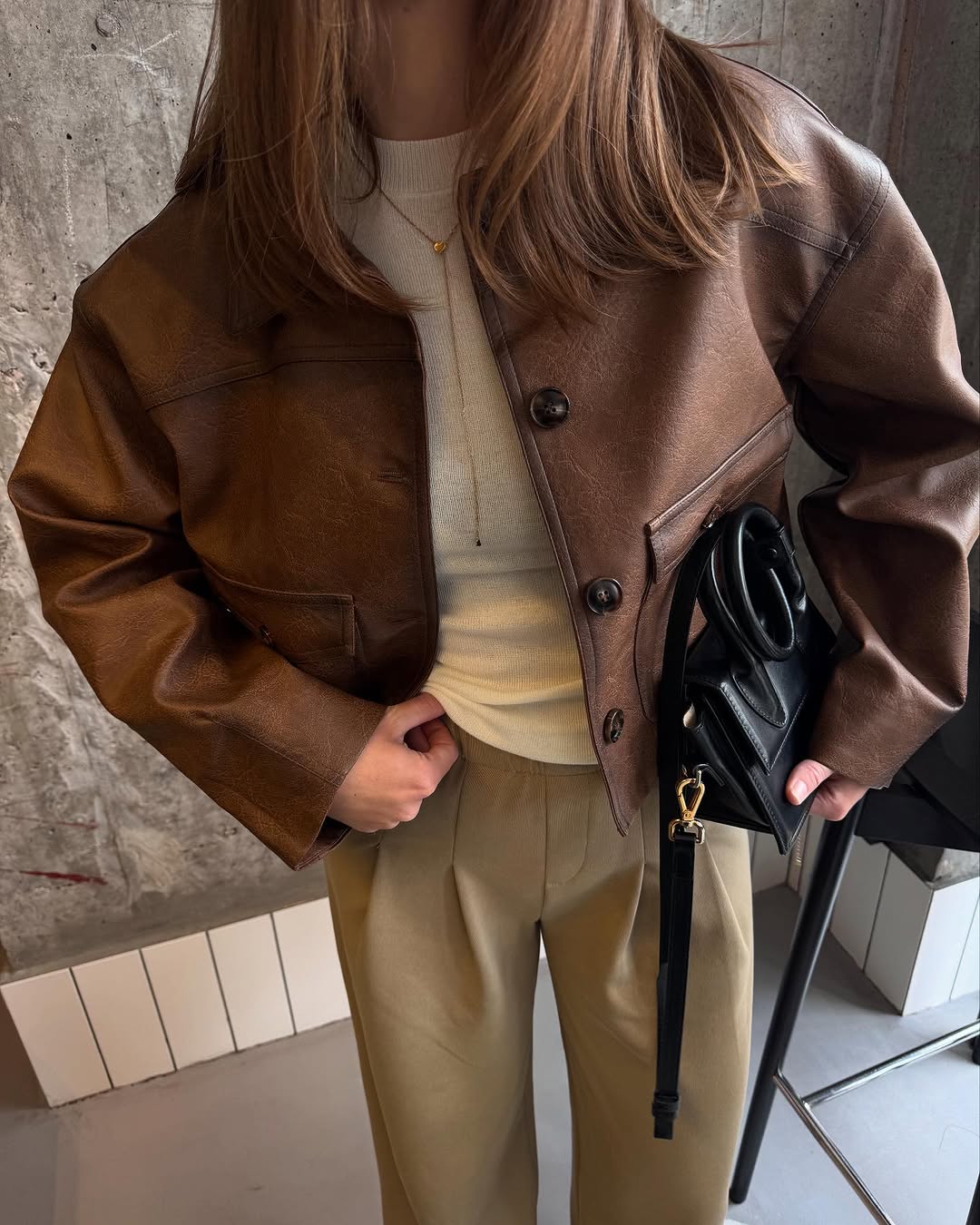 PREMIUM Eco-Leather Cropped Jacket