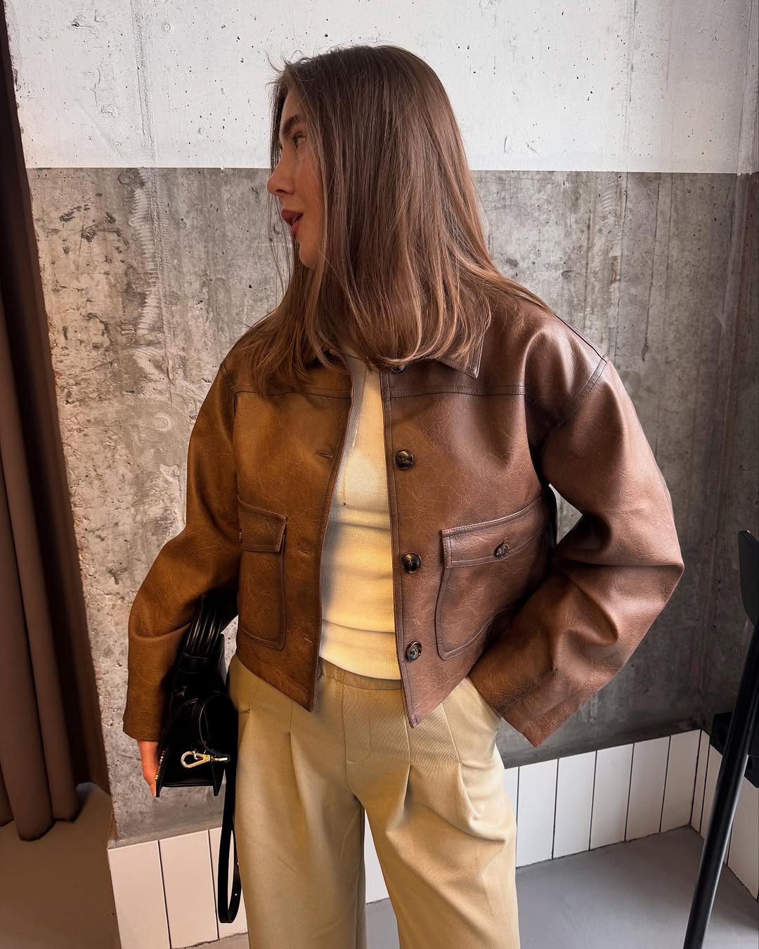 PREMIUM Eco-Leather Cropped Jacket