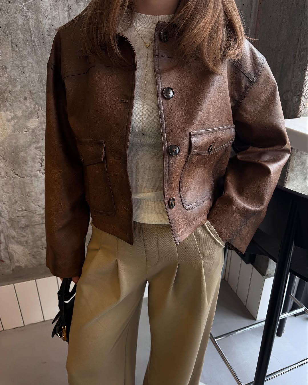PREMIUM Eco-Leather Cropped Jacket