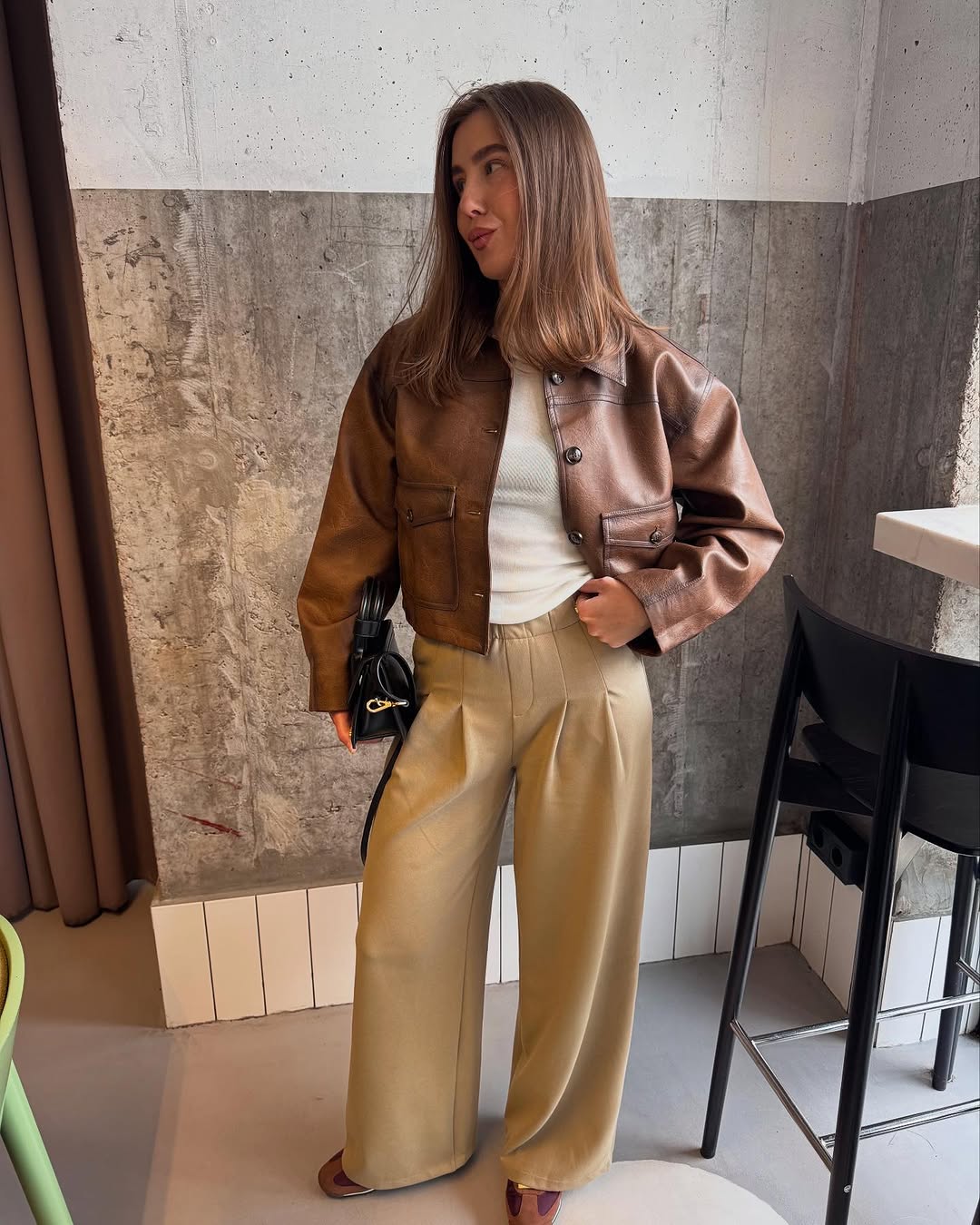 PREMIUM Eco-Leather Cropped Jacket