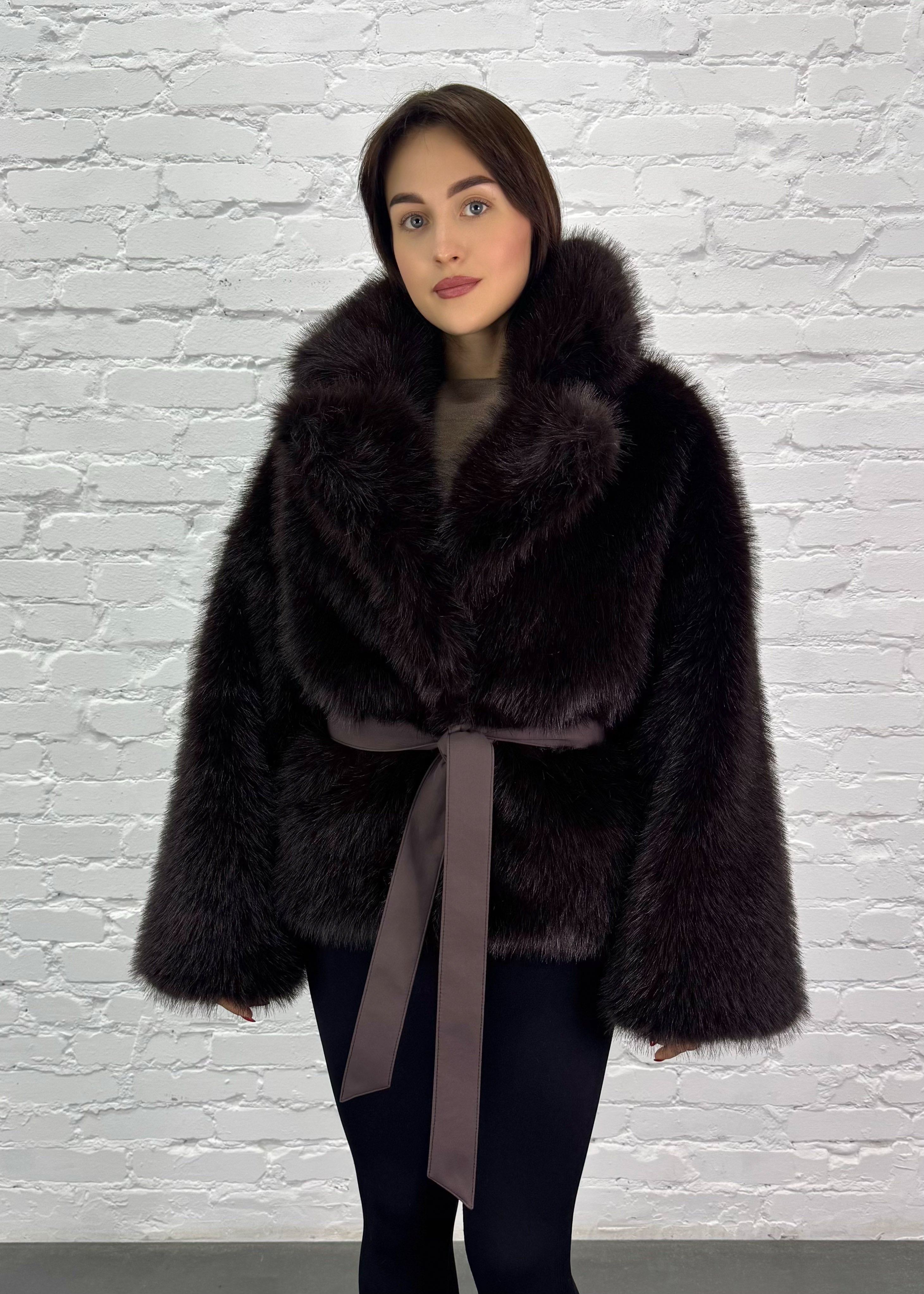 Dvipusis eko kailinis paltas