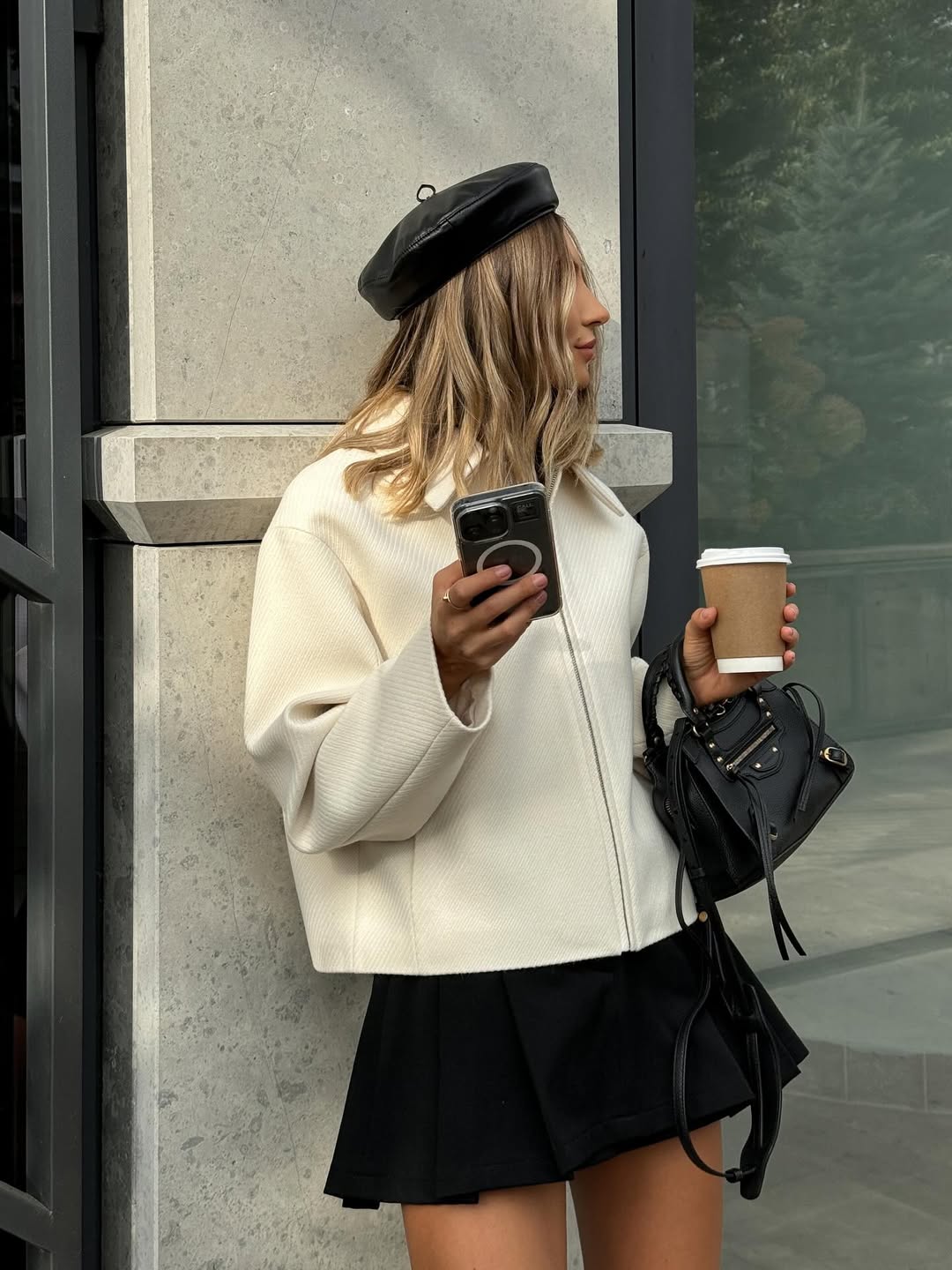 Cropped Cashmere-Blend Jacket Milky