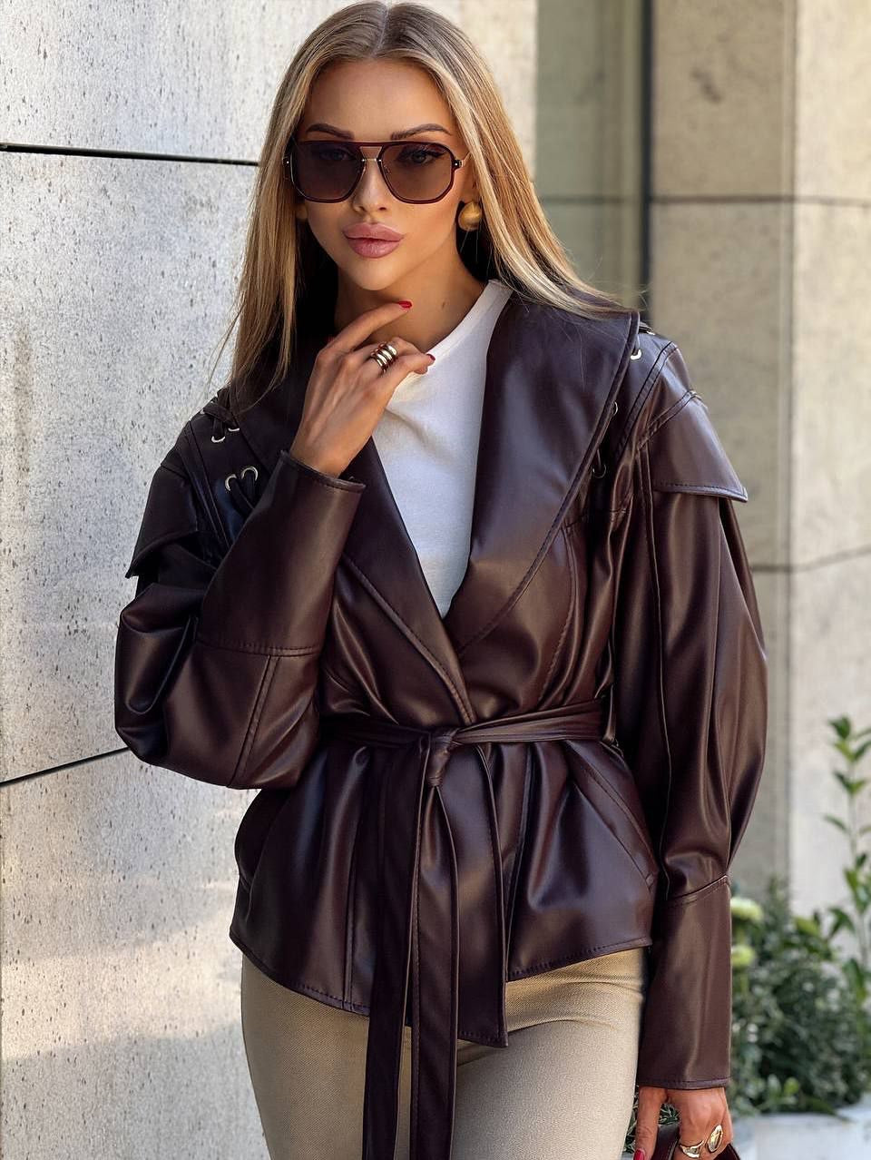 Lux eco-leather jacket burgundy