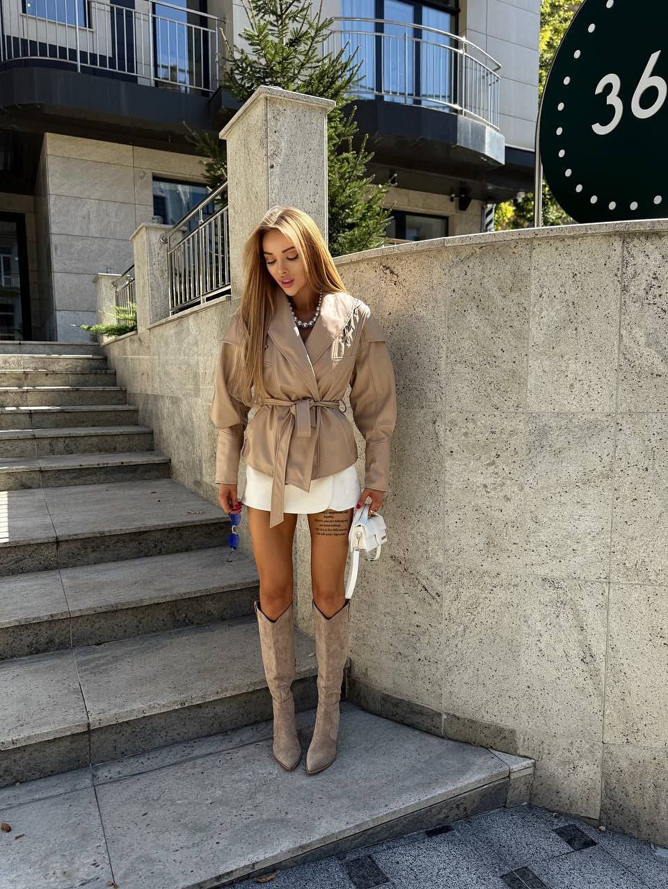 Lux eco-leather jacket beige