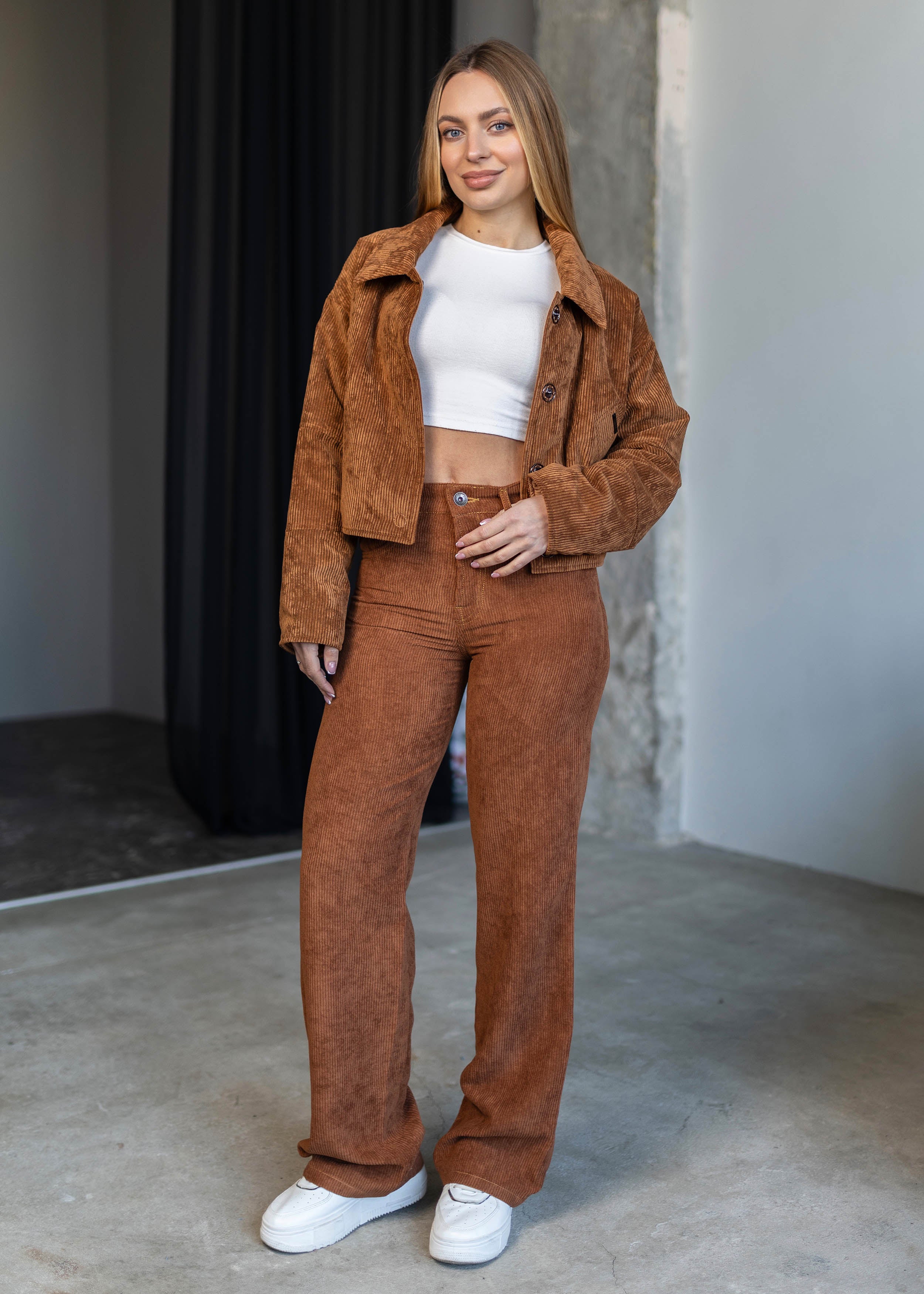 Reversible Cropped Jacket in Velvet & Raincoat Finish orange
