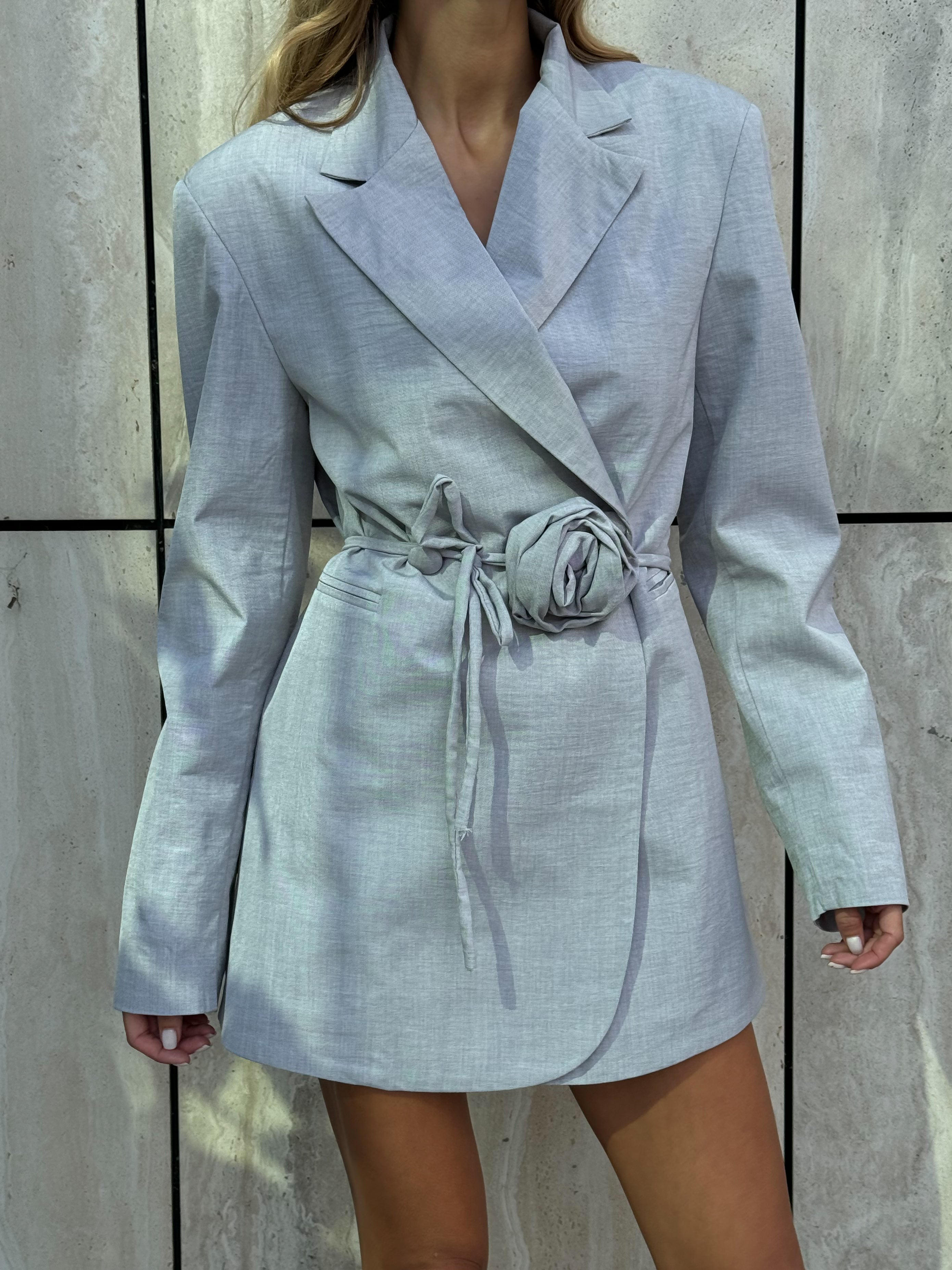 Dress Jacket with a rose belt grey