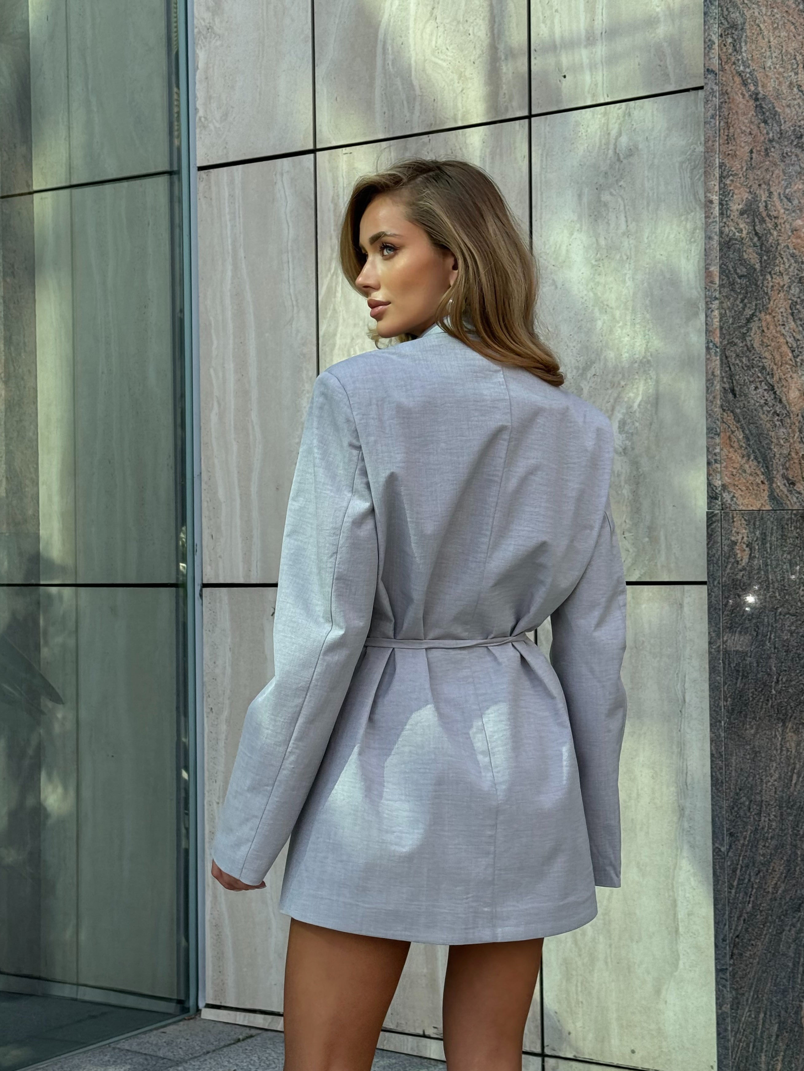 Dress Jacket with a rose belt grey