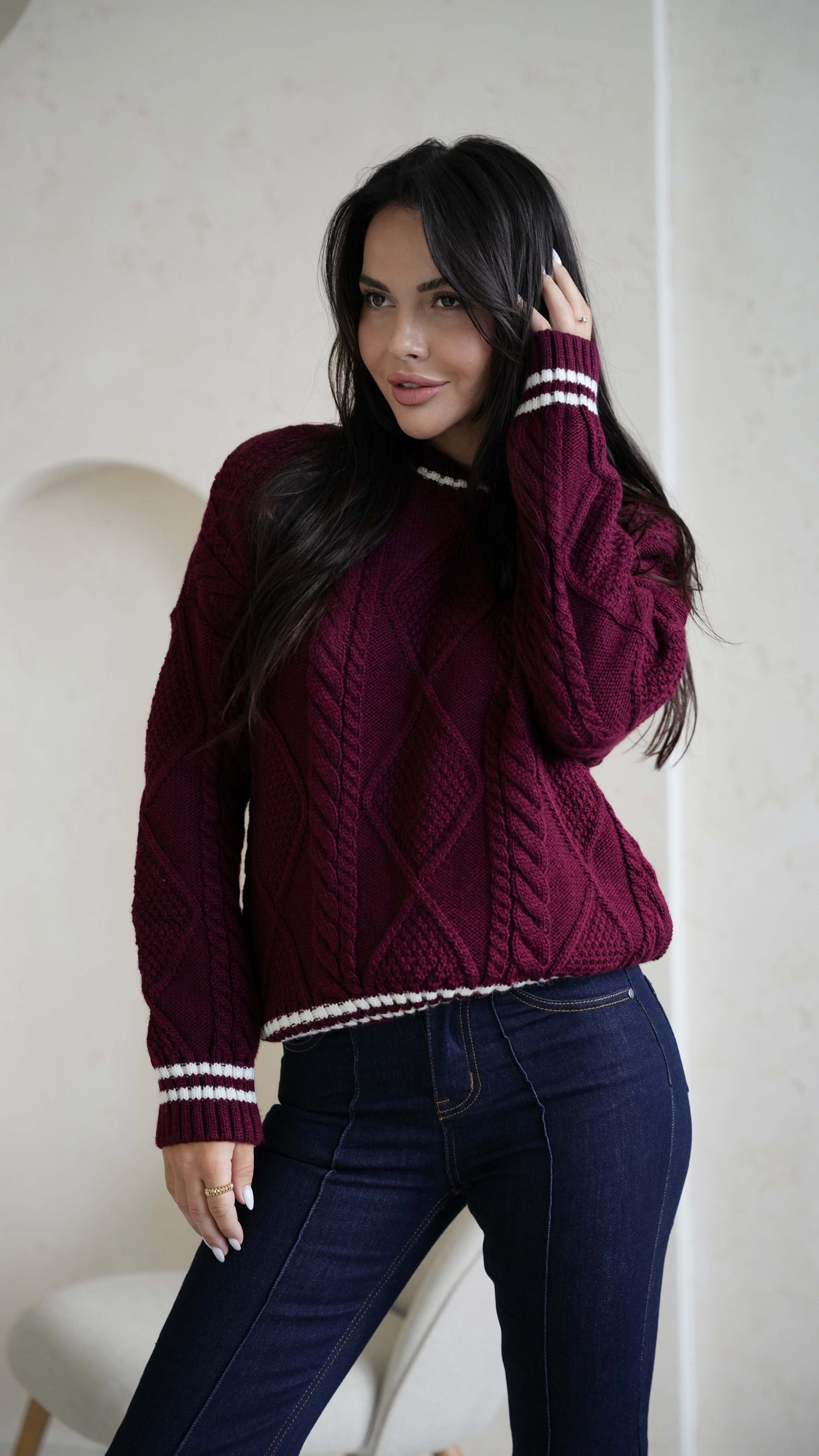 Sweater with wool burgundy