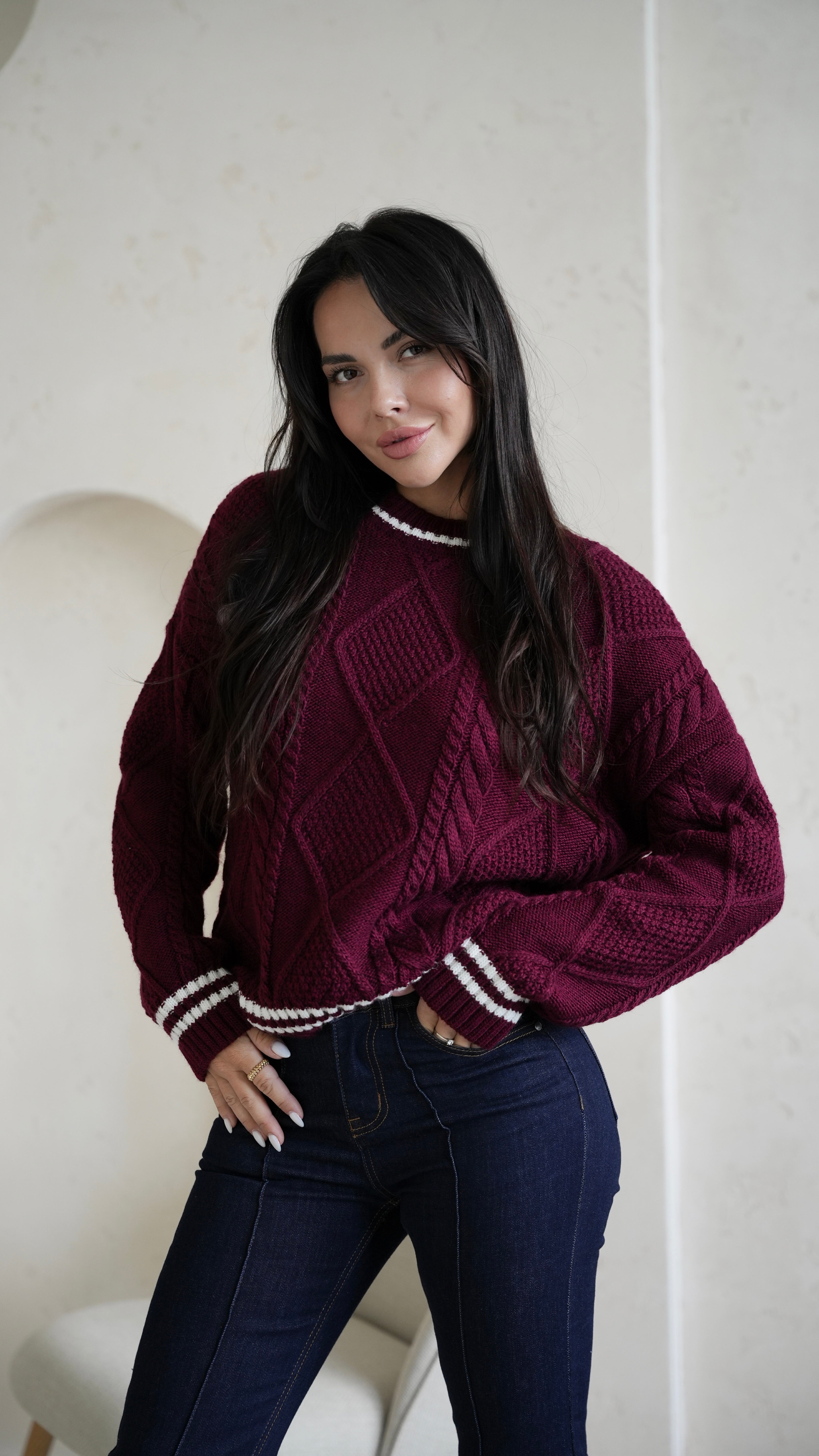 Sweater with wool burgundy