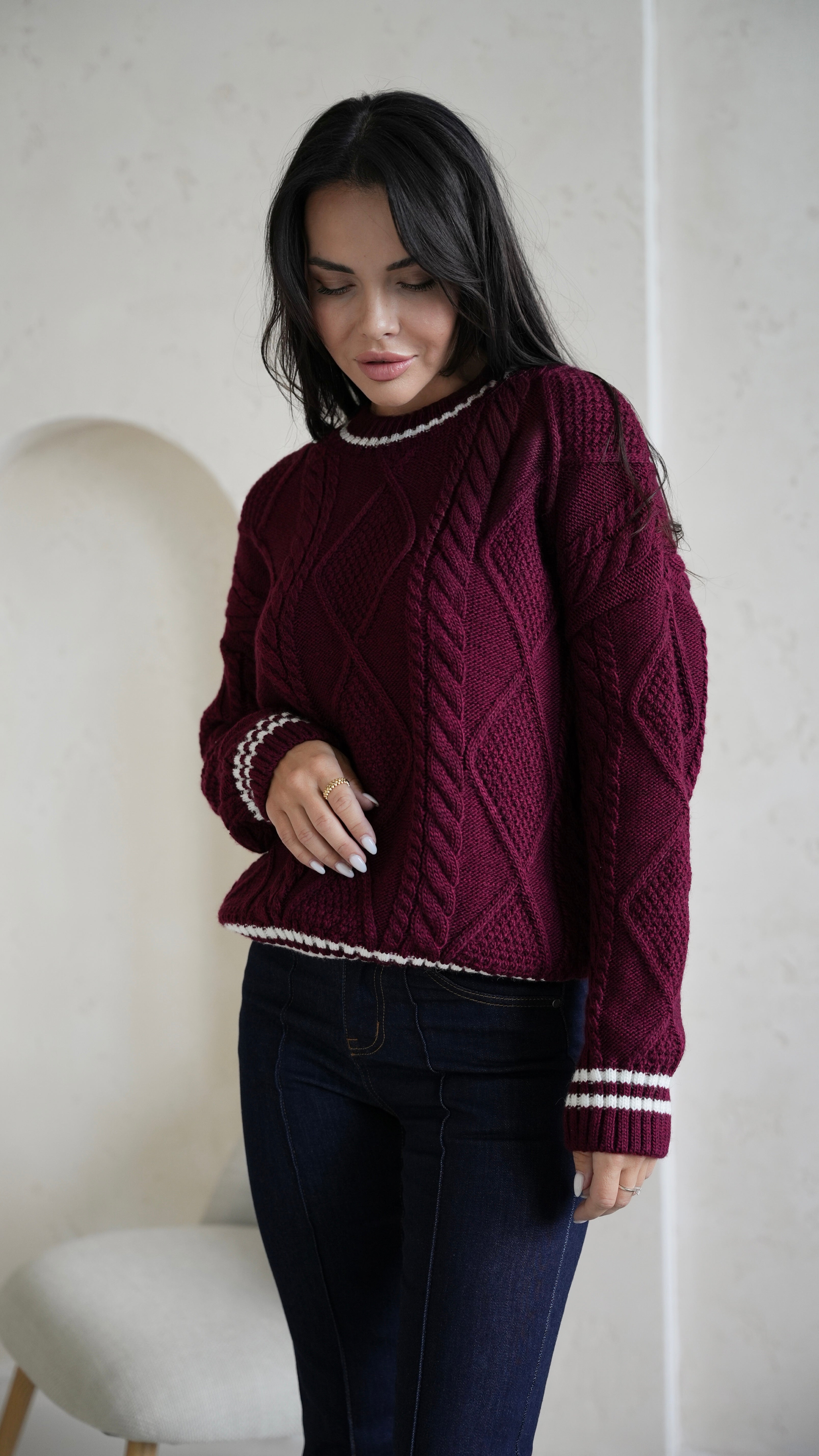 Sweater with wool burgundy