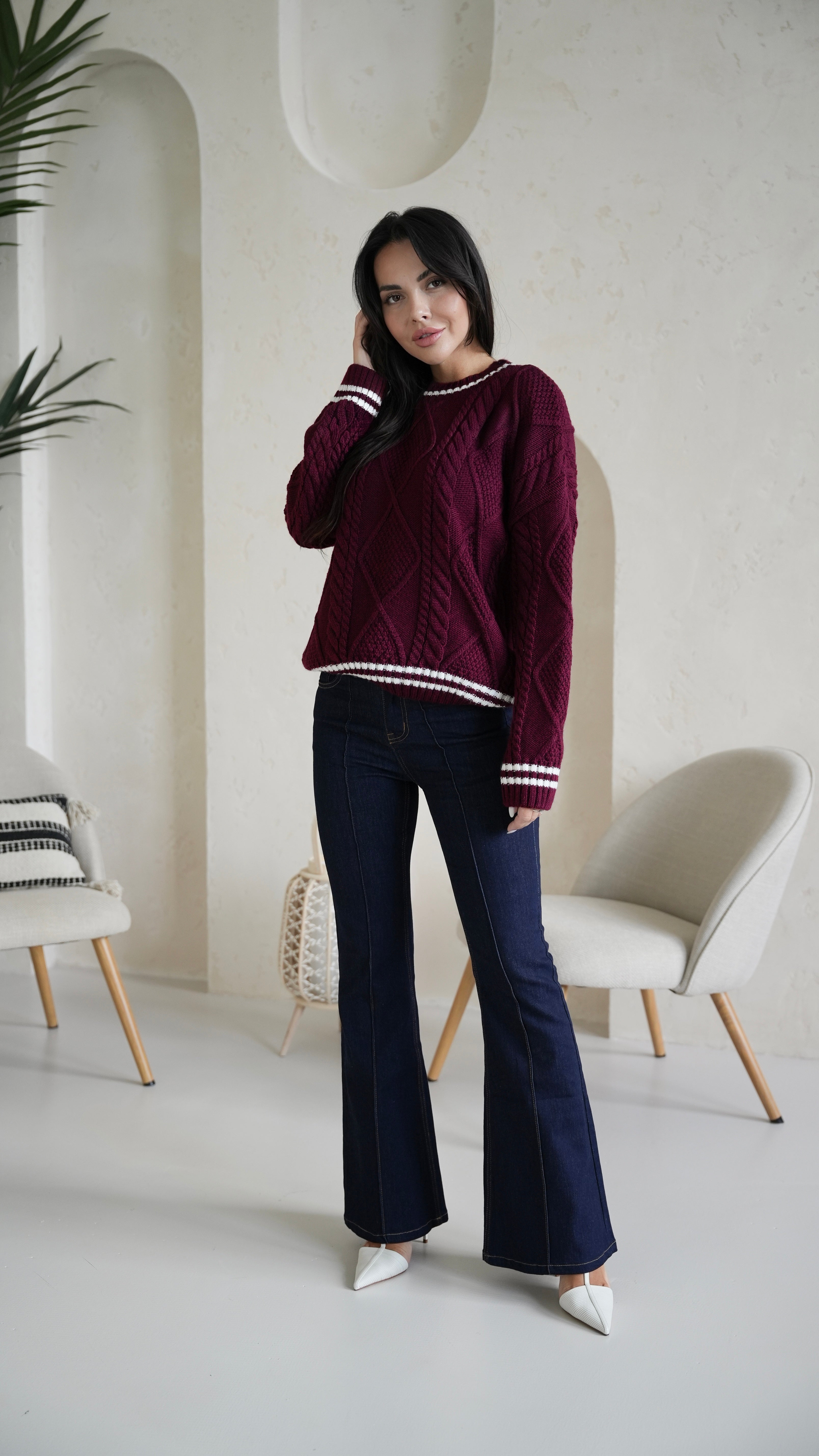 Sweater with wool burgundy