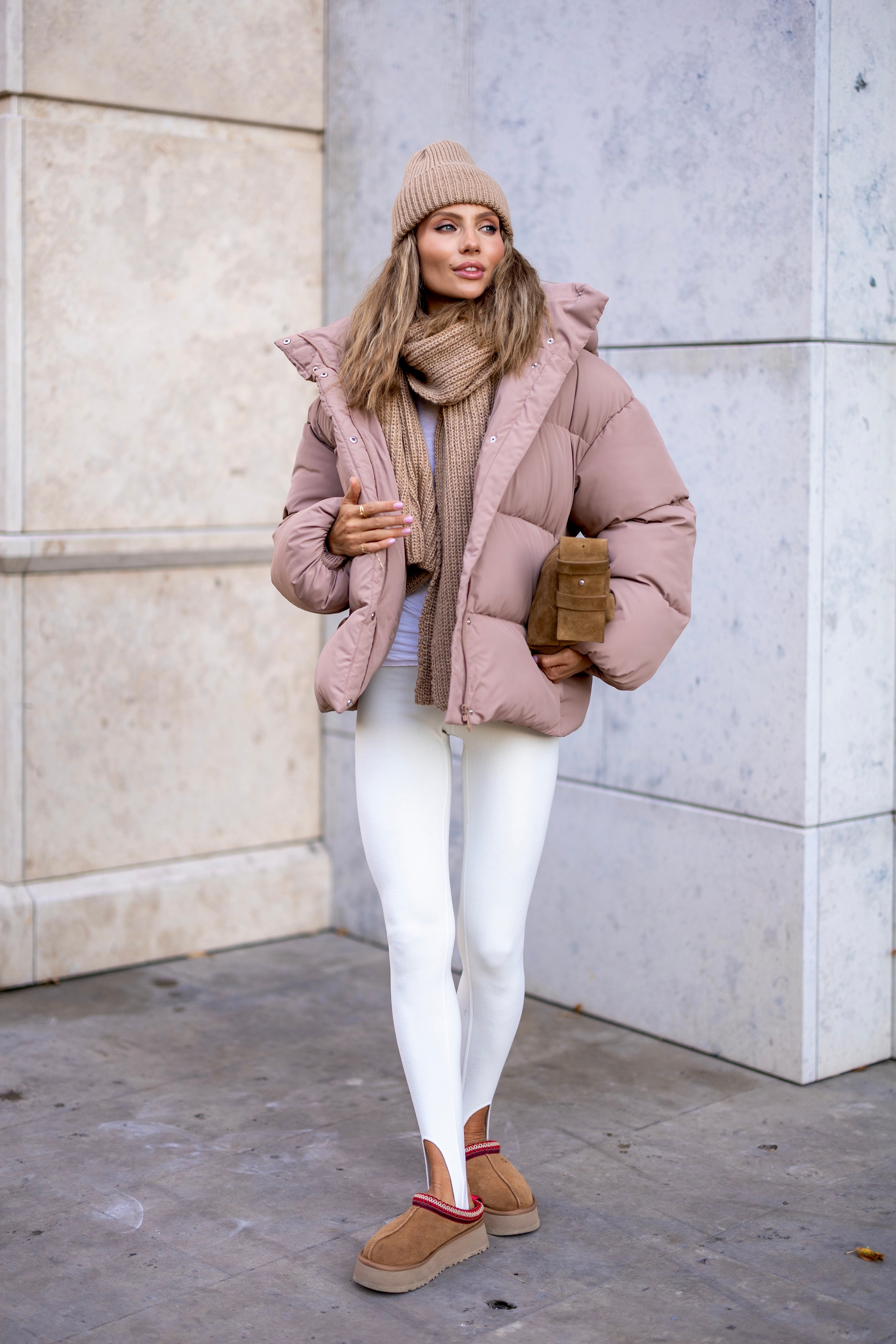 Stylish Loose-Fit Down Jacket with Removable Hood Pinky