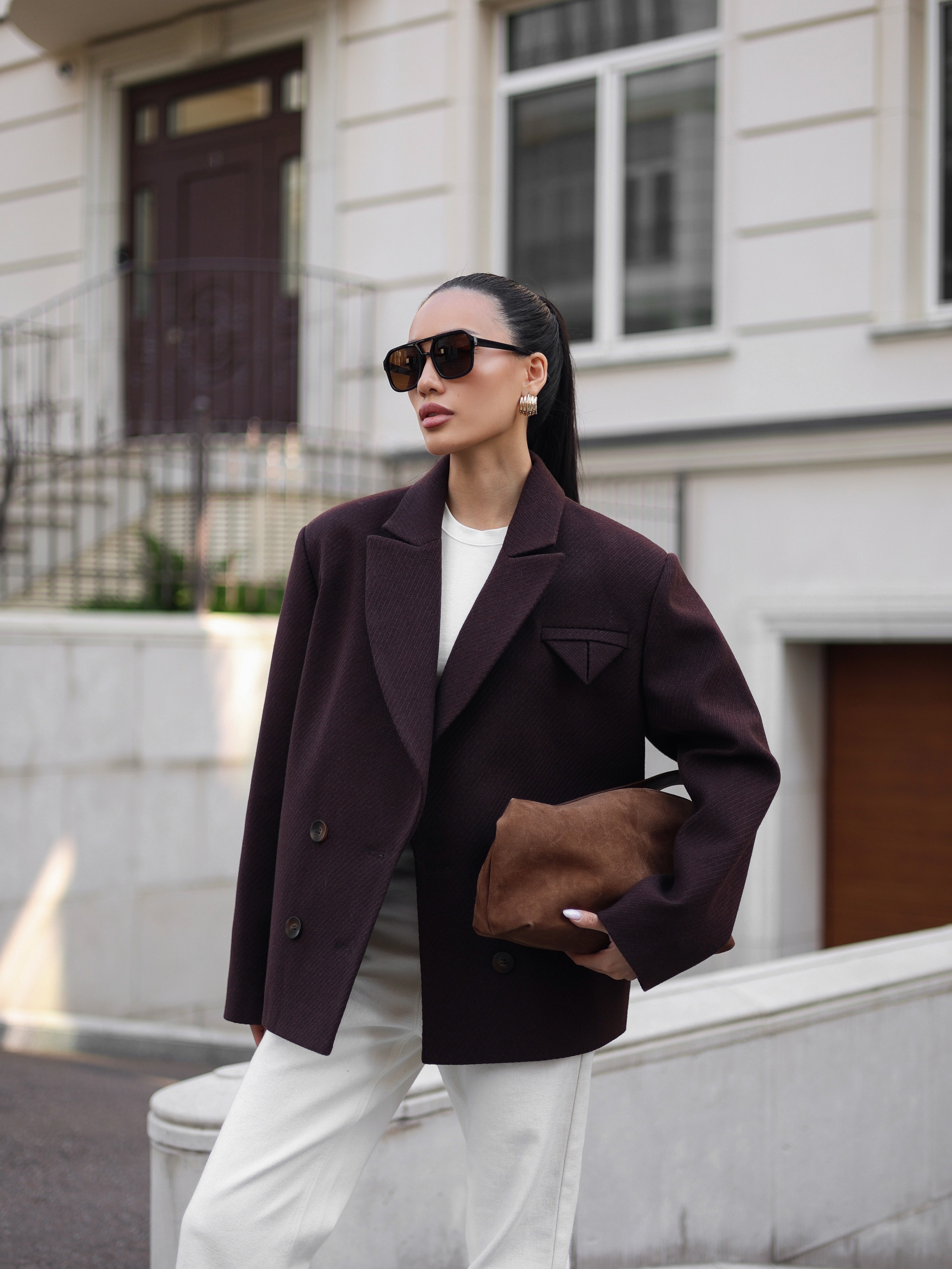 Oversized Cashmere Jacket Chocolate