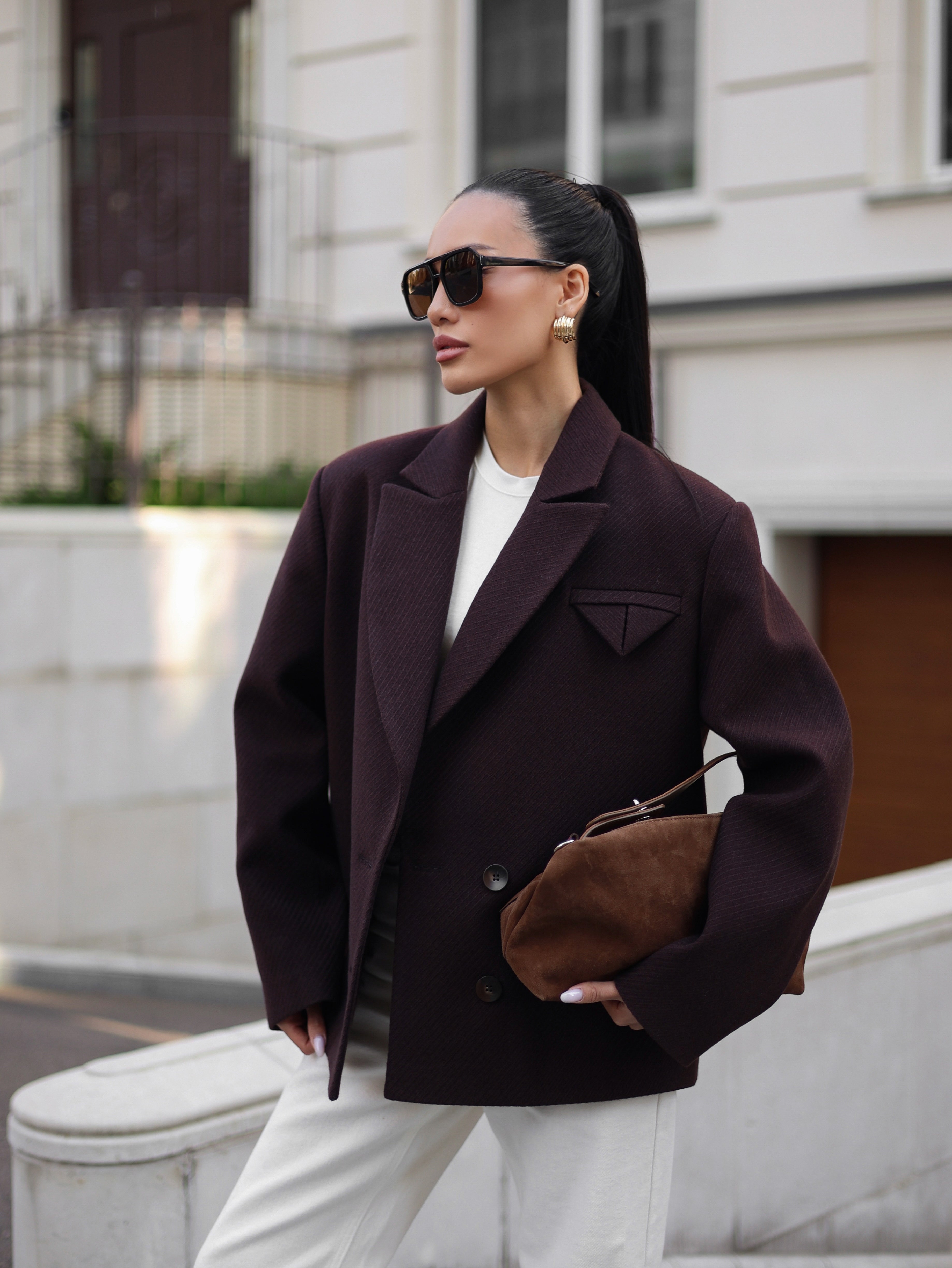 Oversized Cashmere Jacket Chocolate