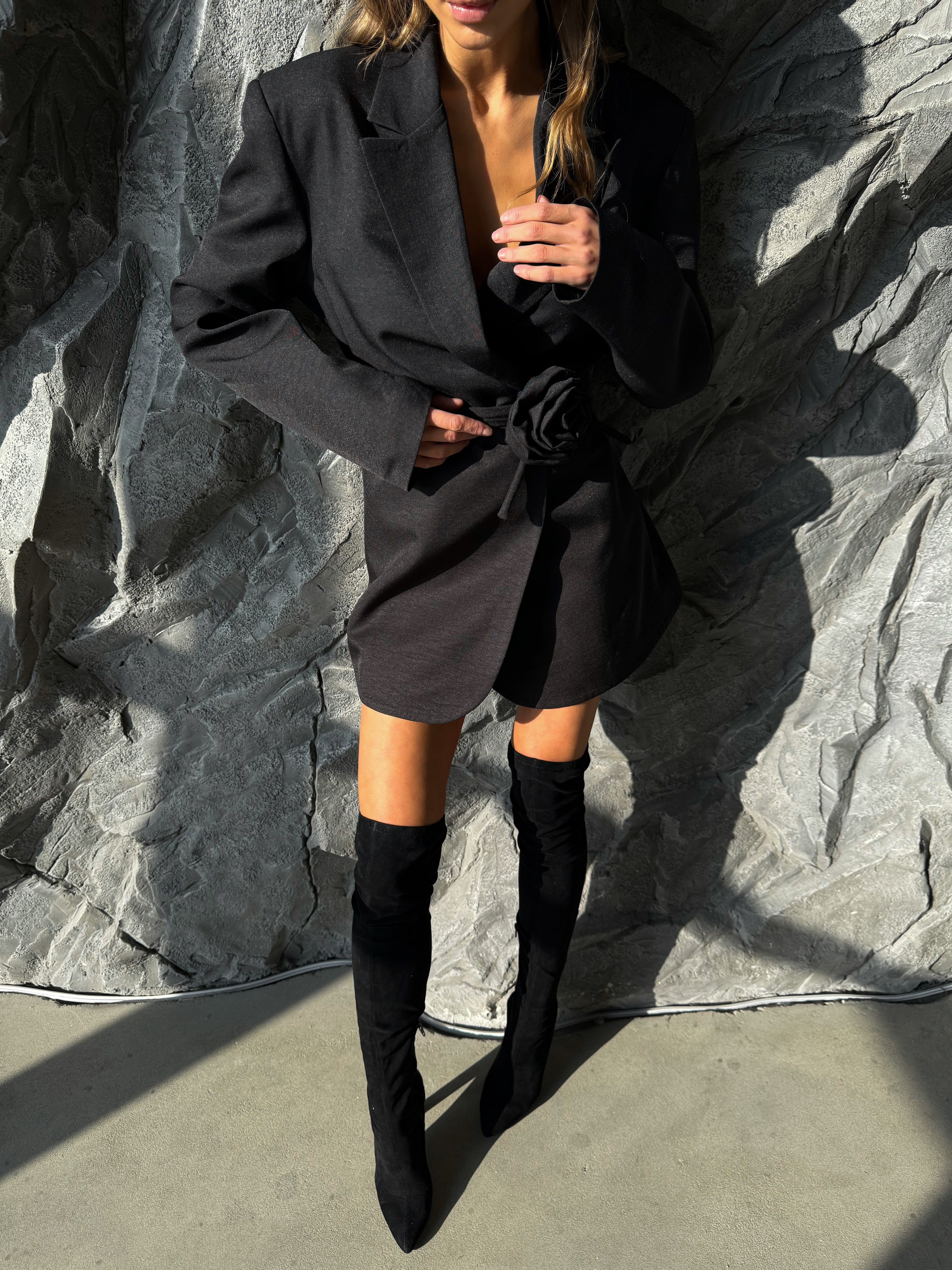 Dress Jacket with a rose belt black