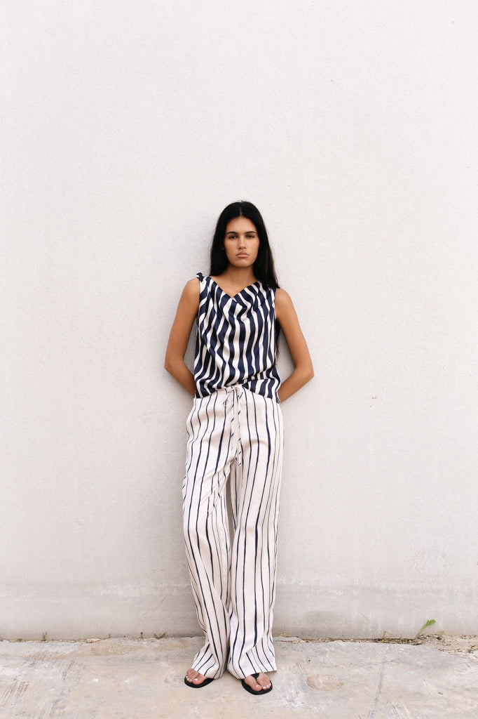 Striped Wide-Leg Pants