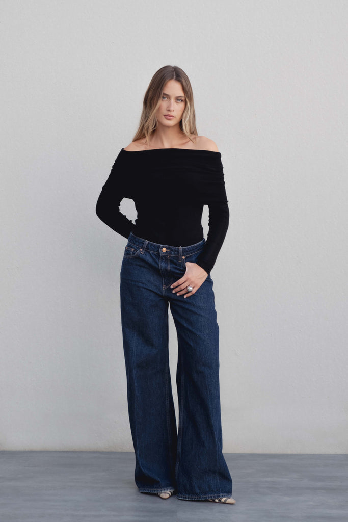 Off-the-Shoulder Knitted Sweater