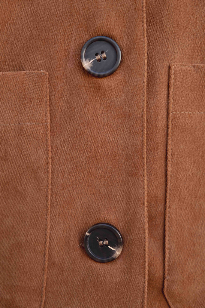 Short Suede Effect Jacket in Camel Brown