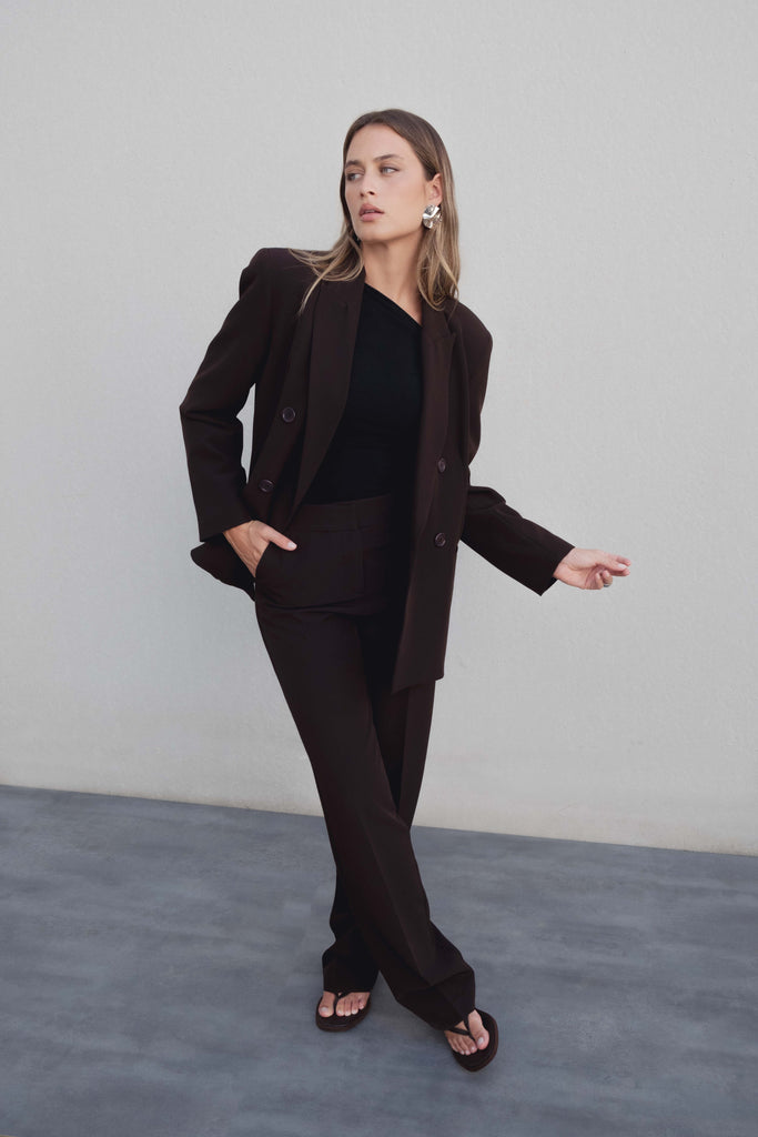 Oversized Double‑Breasted Blazer with Shoulder Pads