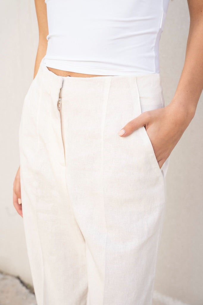 Linen Trousers — Natural Crudo