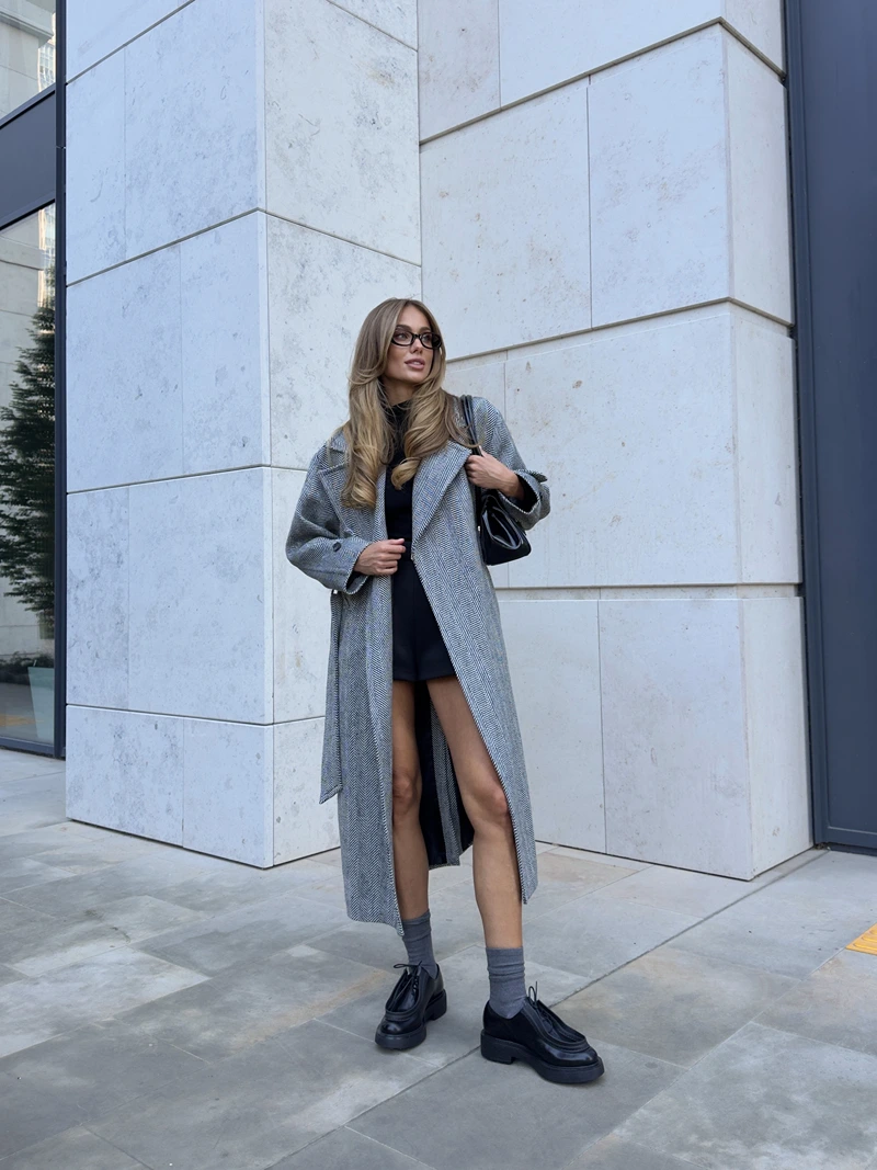 PREMIUM QUALITY Wool-Blend Coat light grey