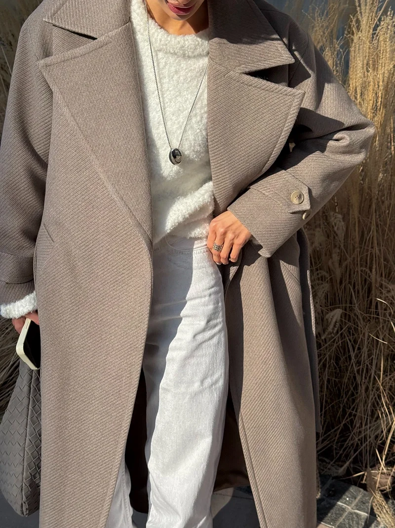 PREMIUM QUALITY Belted Coat Dark Beige