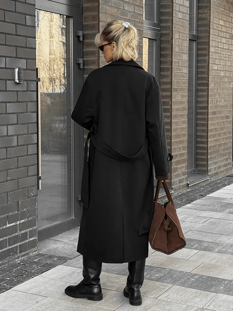 PREMIUM QUALITY Belted Coat Black