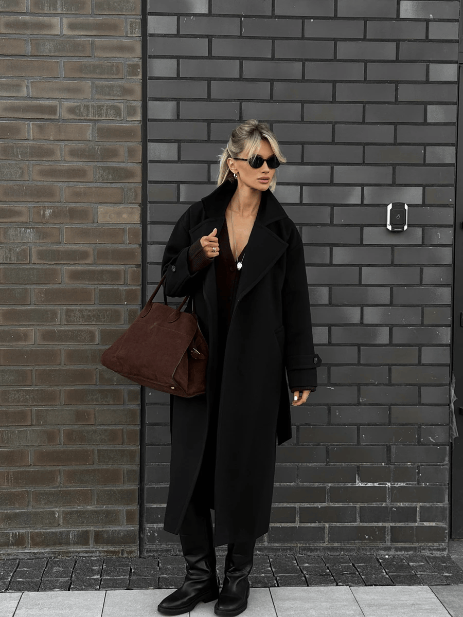 PREMIUM QUALITY Belted Coat Black