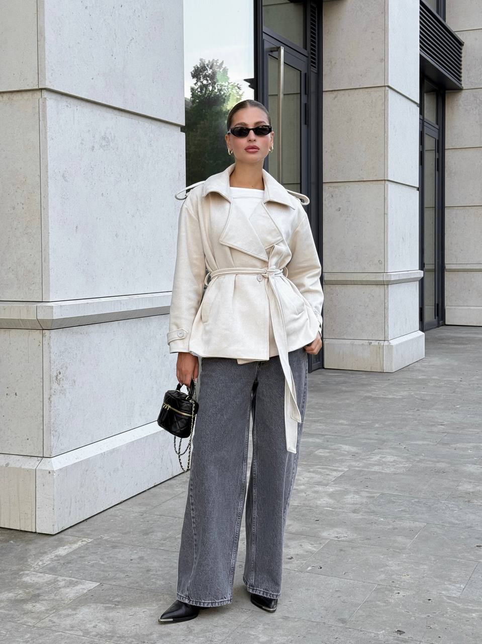 Suede Trench Jacket Beige