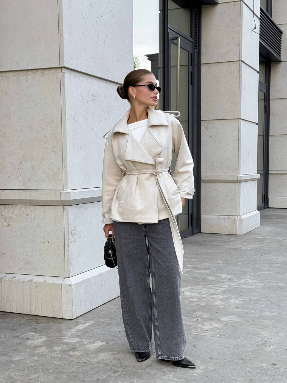 Suede Trench Jacket Beige
