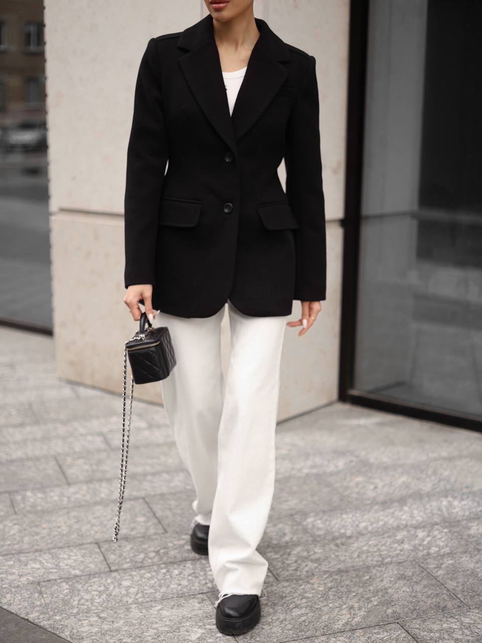 Cashmere Blend Jacket –  Hourglass Silhouette Black