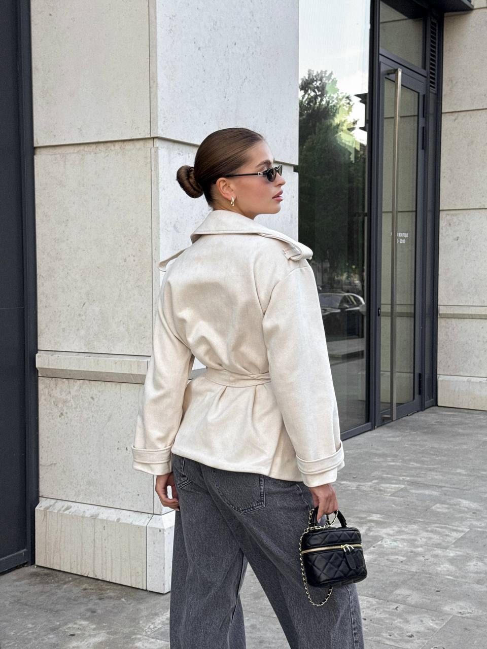 Suede Trench Jacket Beige