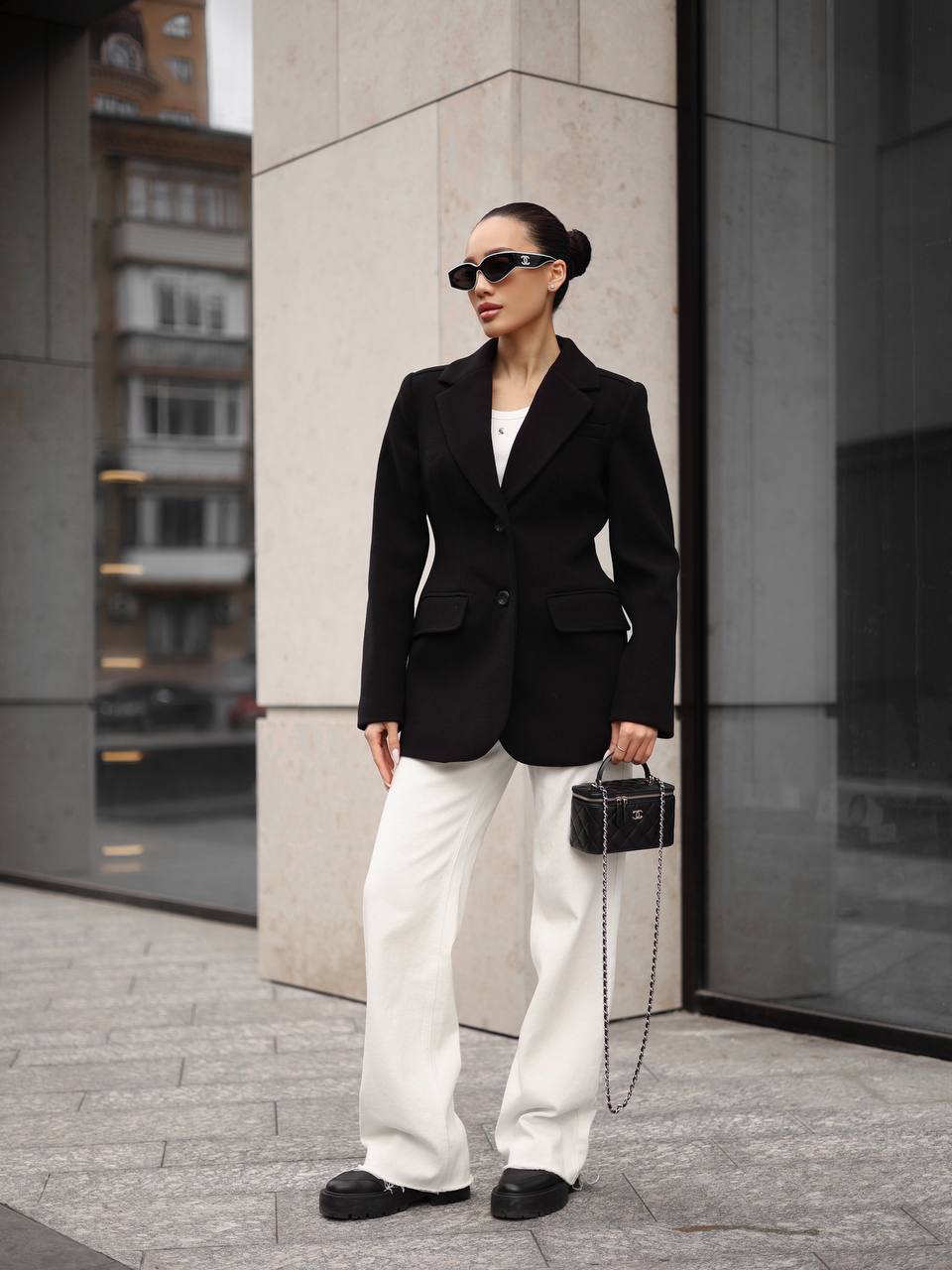 Cashmere Blend Jacket –  Hourglass Silhouette Black