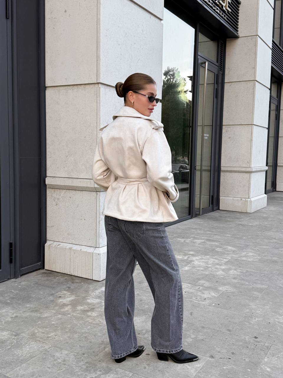 Suede Trench Jacket Beige