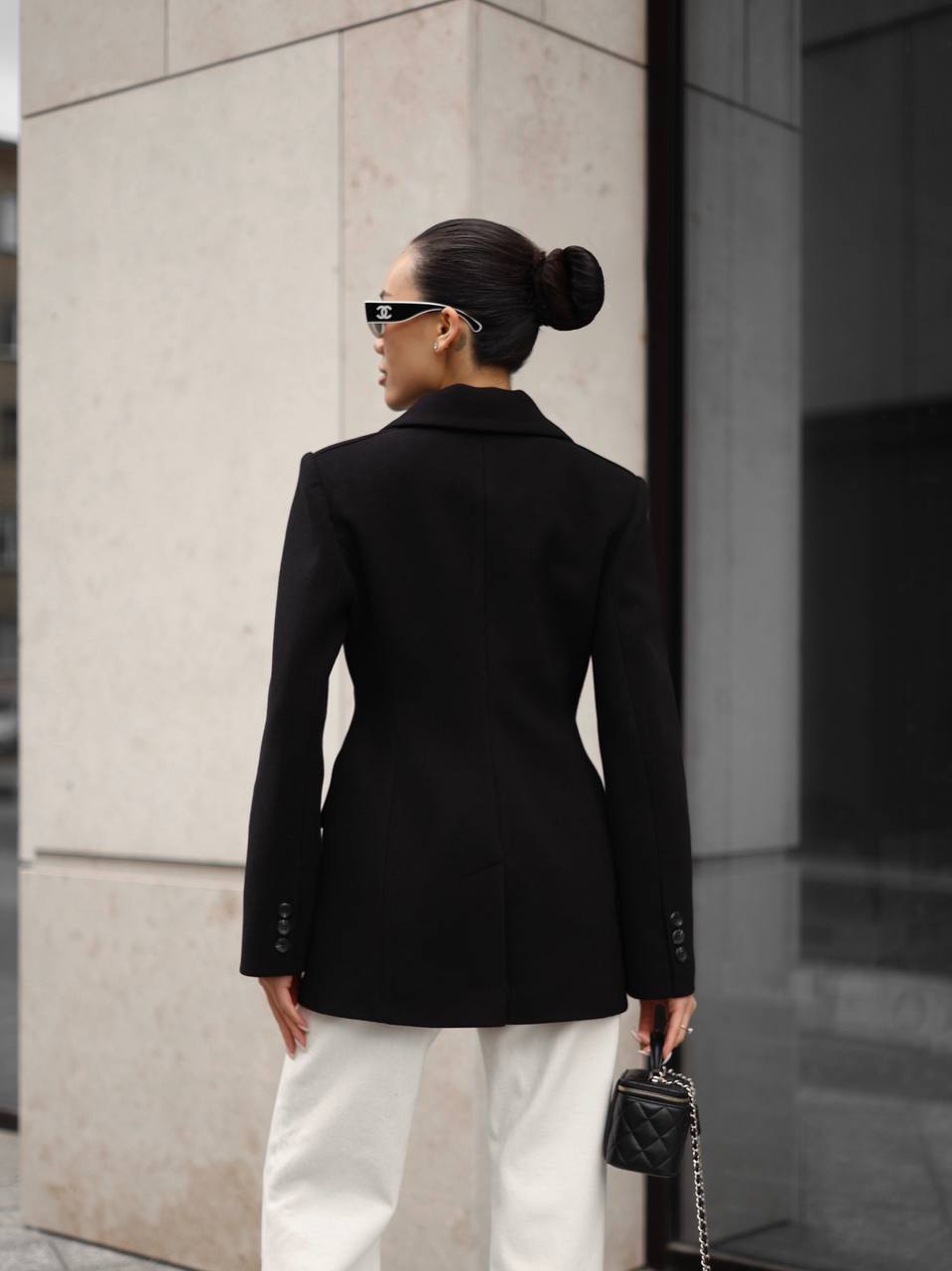 Cashmere Blend Jacket –  Hourglass Silhouette Black