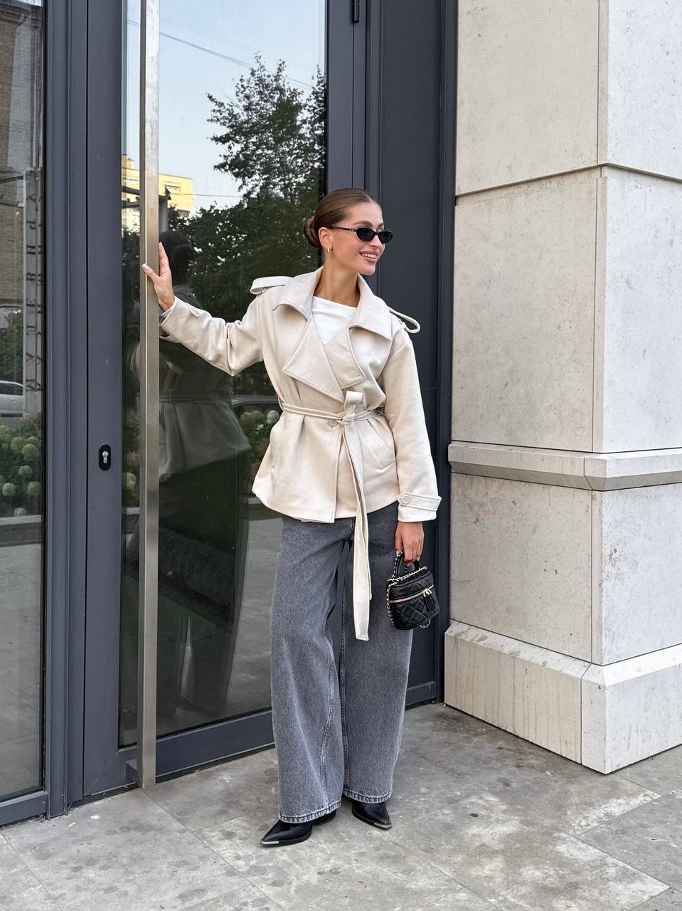 Suede Trench Jacket Beige