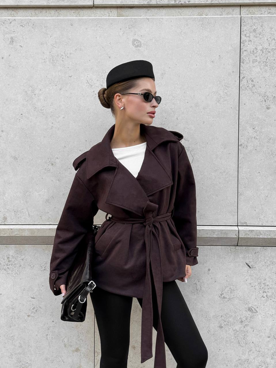 Suede Trench Jacket Chocolate